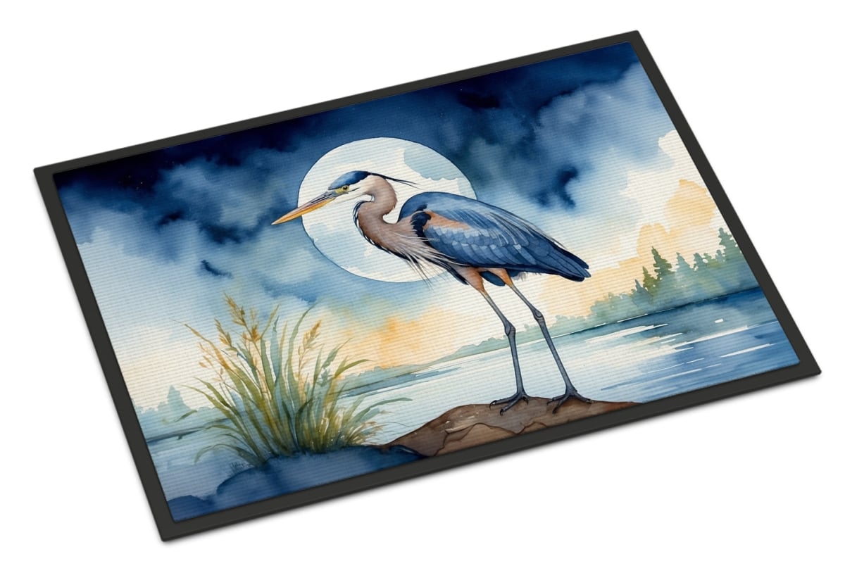 DAC7494MAT 18 x 27 in. Blue Heron Under the Moonlight Doormat