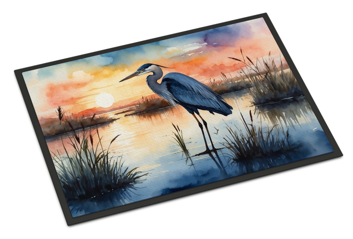 DAC7502MAT 18 x 27 in. Blue Heron Setting Sun Doormat