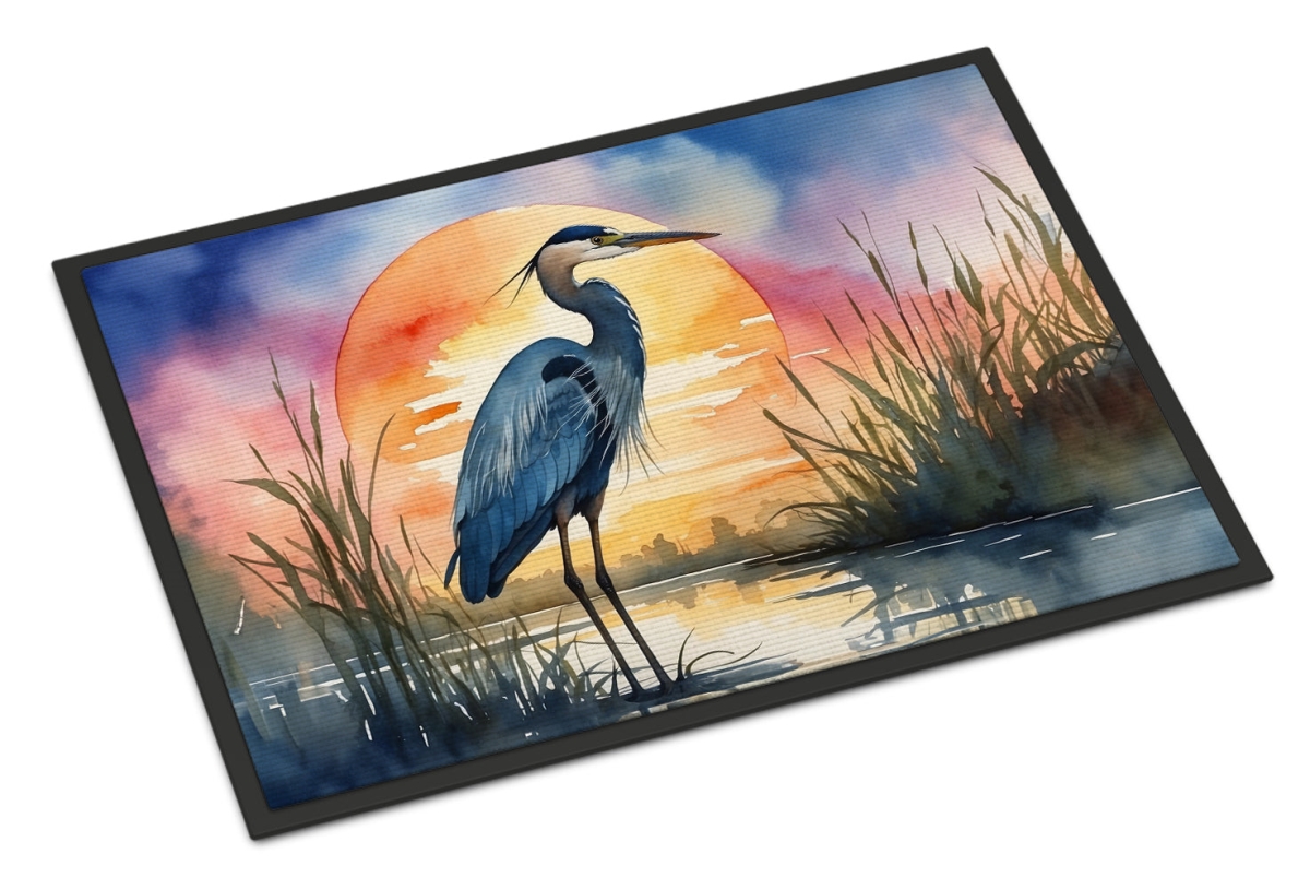 DAC7503MAT 18 x 27 in. Blue Heron Setting Sun Doormat