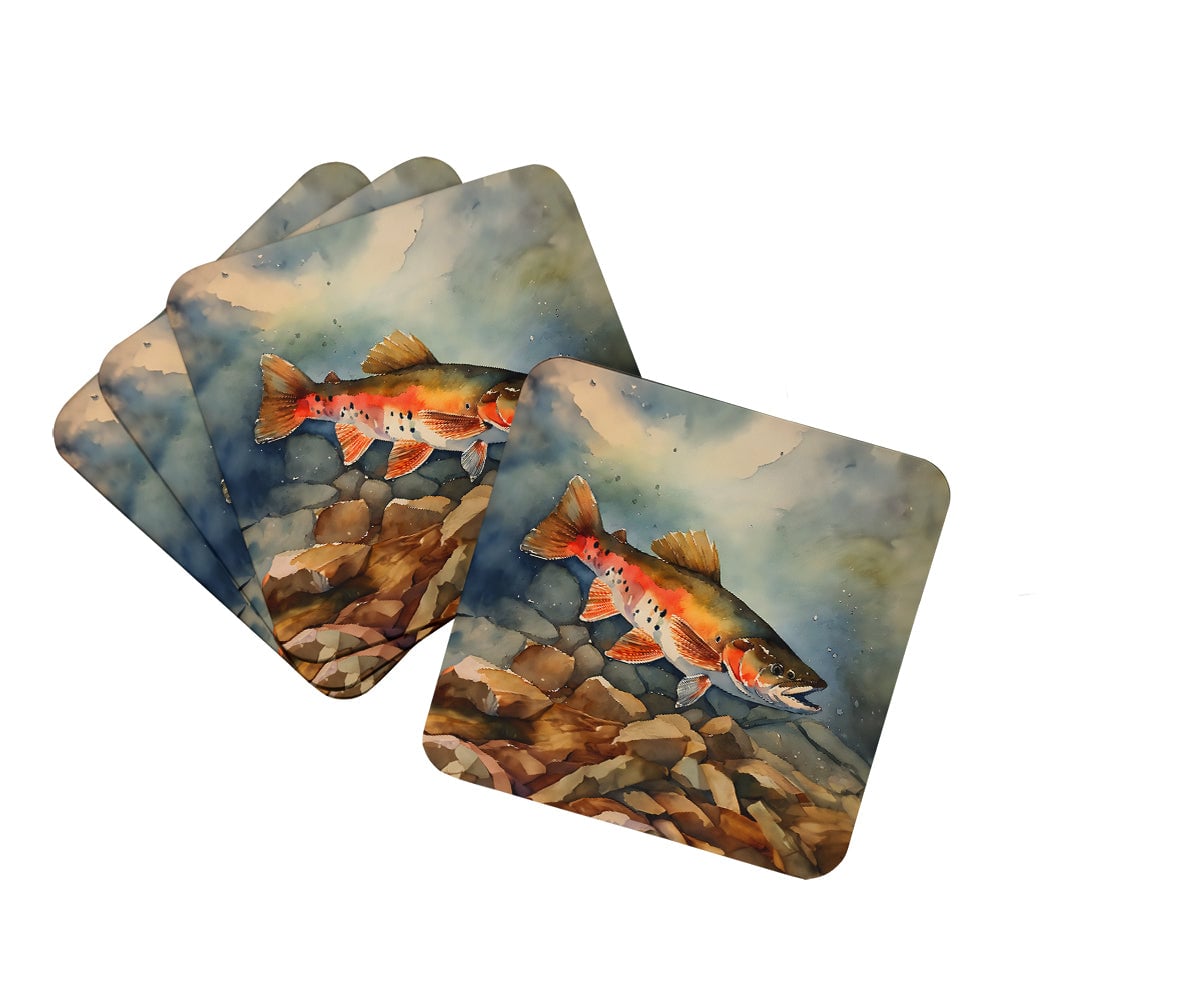 DAC2775FC 3.5 x 3.5 in. Brook Trout Foam Coasters