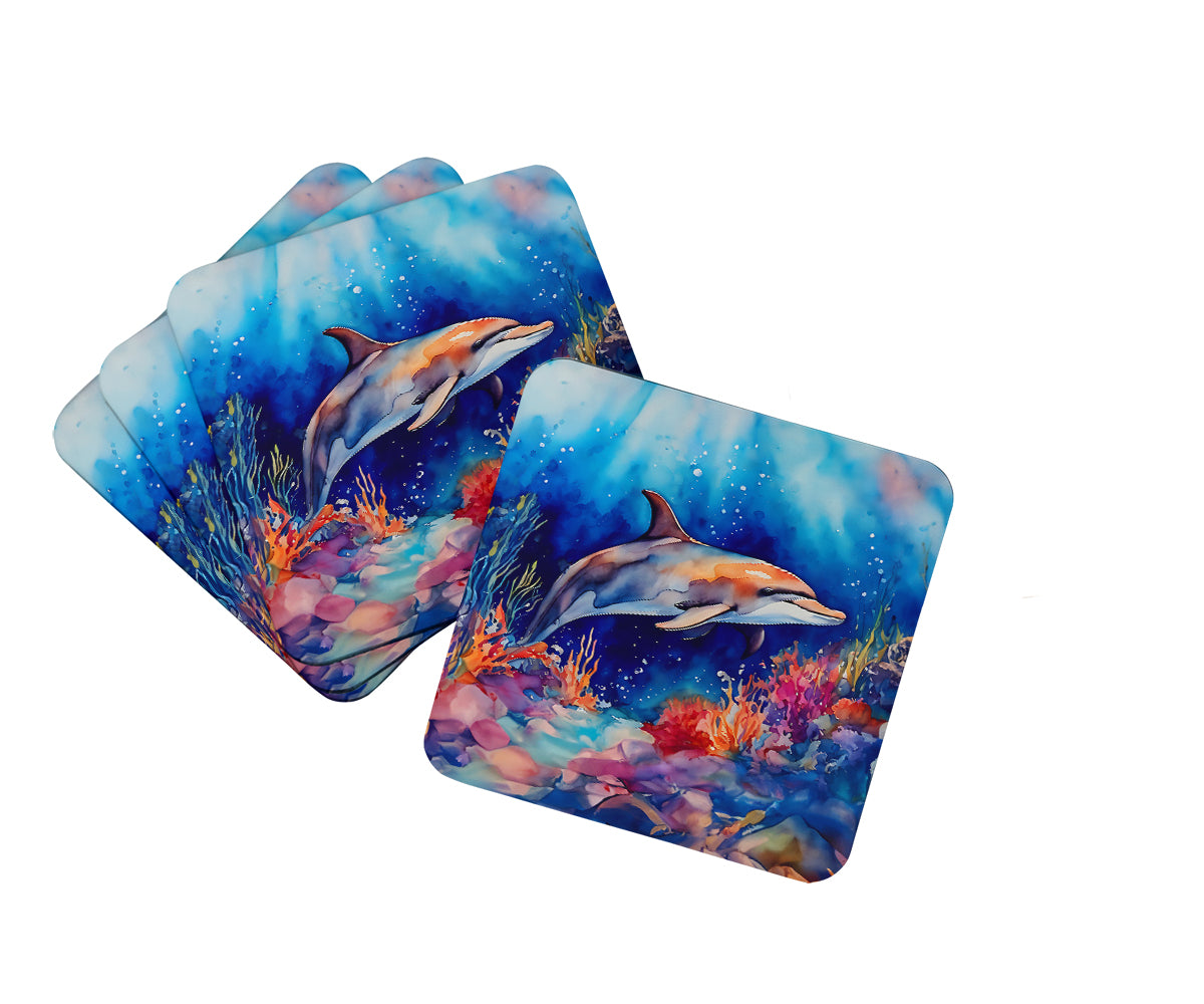 DAC2783FC 3.5 x 3.5 in. Dolphin Foam Coasters