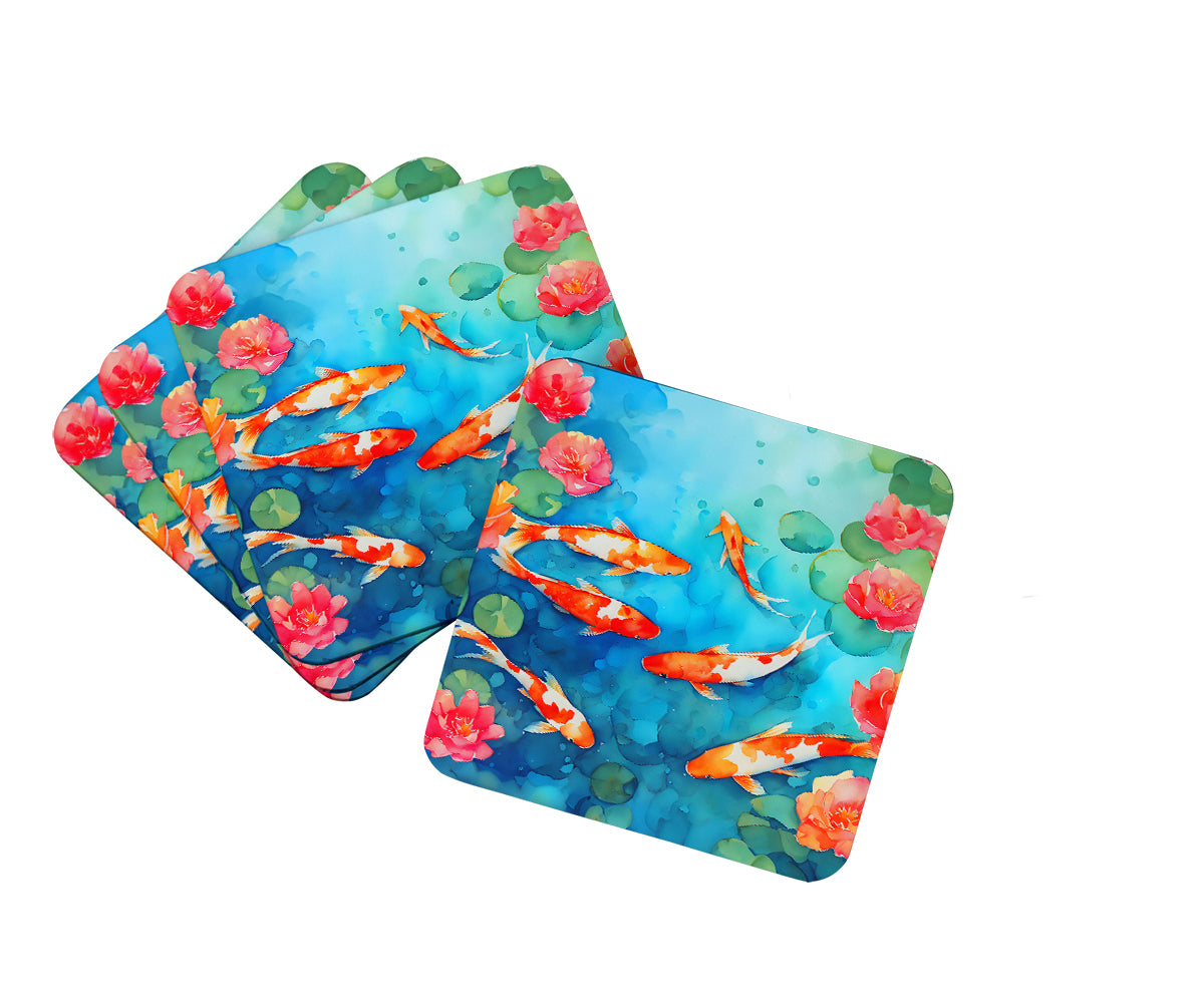 DAC2795FC 3.5 x 3.5 in. Koi Fish Foam Coasters