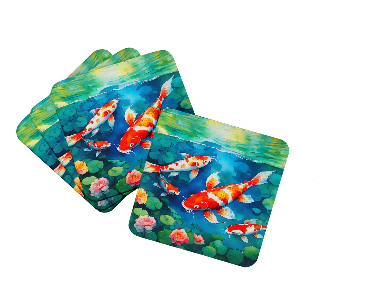 DAC2797FC 3.5 x 3.5 in. Koi Fish Foam Coasters