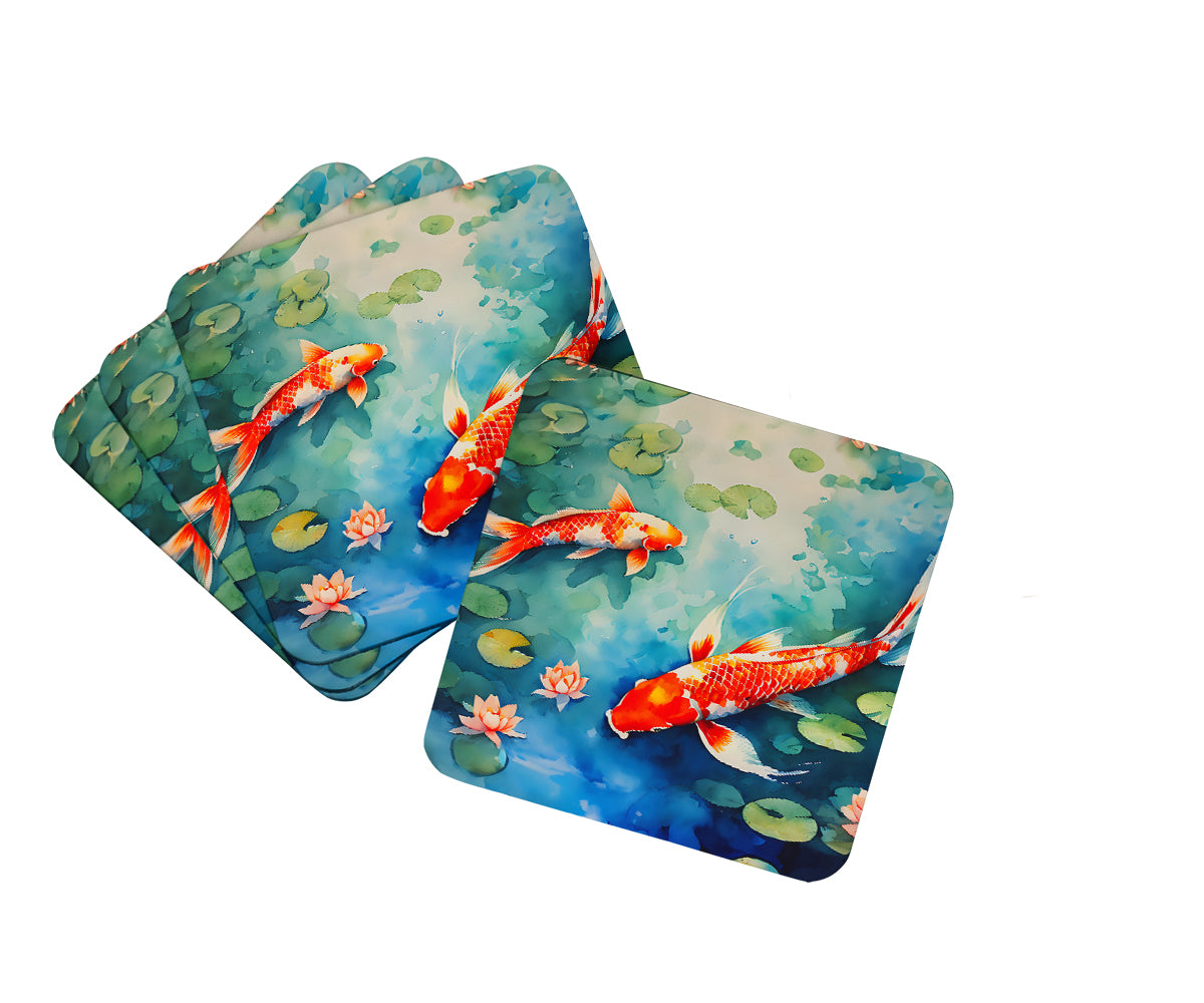 DAC2798FC 3.5 x 3.5 in. Koi Fish Foam Coasters