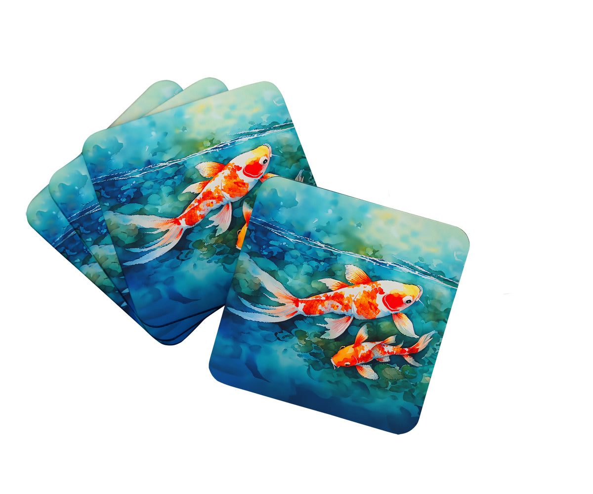 DAC2799FC 3.5 x 3.5 in. Koi Fish Foam Coasters