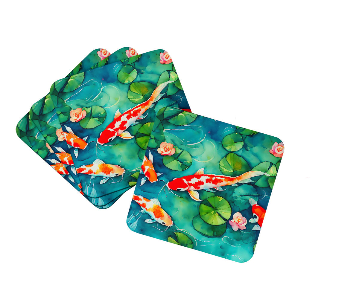DAC2801FC 3.5 x 3.5 in. Koi Fish Foam Coasters