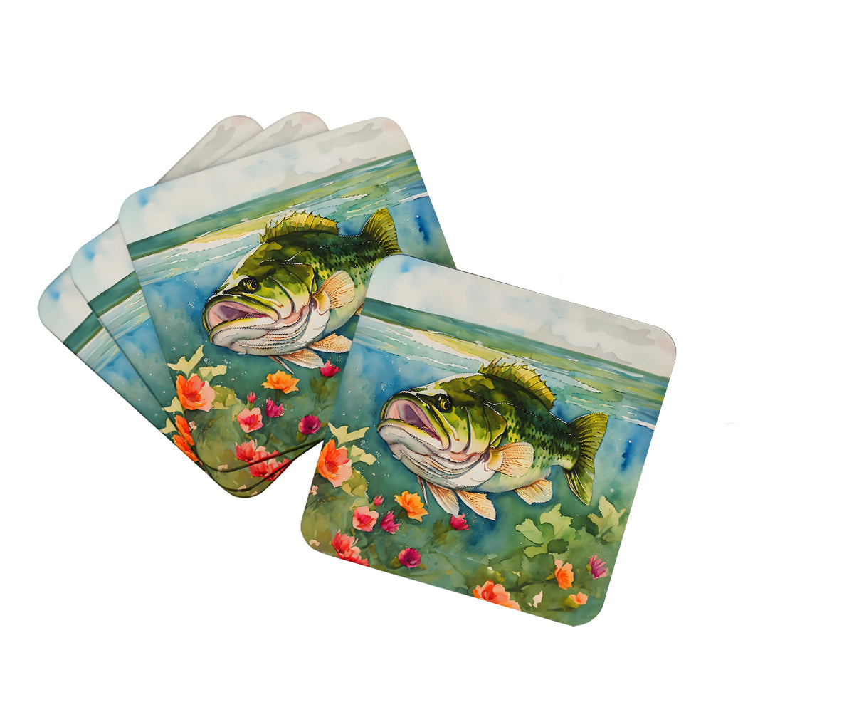 DAC2802FC 3.5 x 3.5 in. Largemouth Bass Foam Coasters