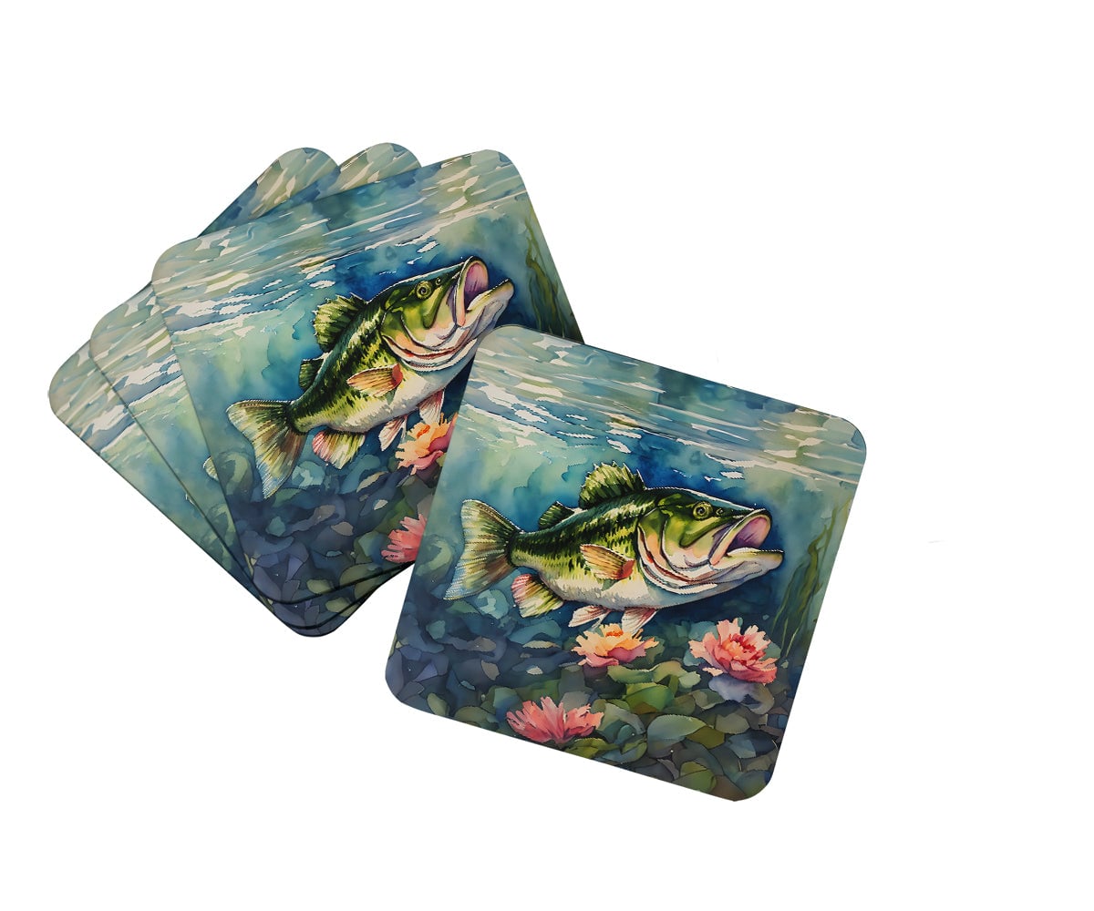 DAC2803FC 3.5 x 3.5 in. Largemouth Bass Foam Coasters