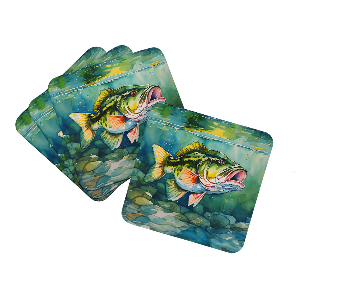 DAC2804FC 3.5 x 3.5 in. Largemouth Bass Foam Coasters