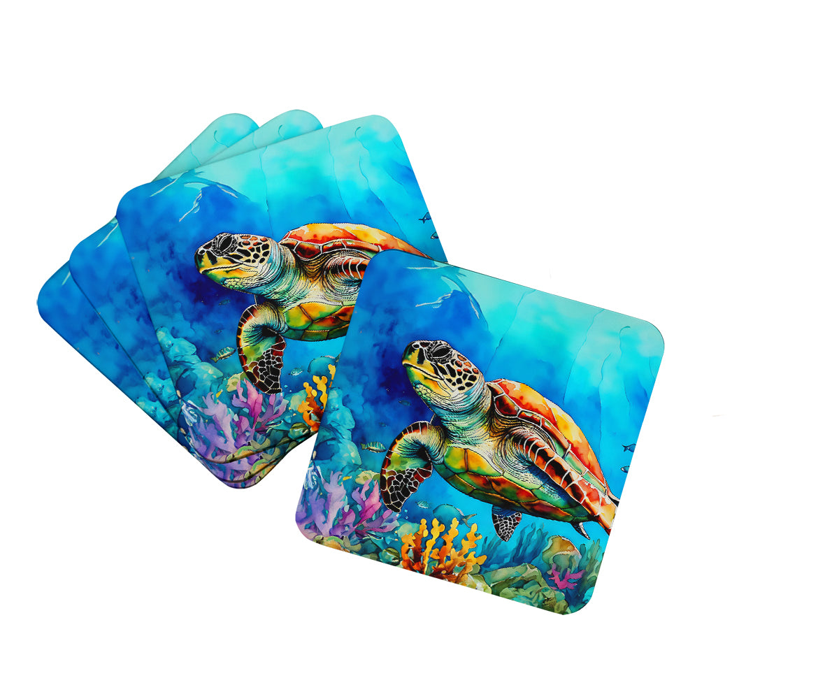 DAC2805FC 3.5 x 3.5 in. Loggerhead Sea Turtle Foam Coasters