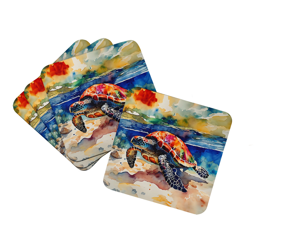 DAC2806FC 3.5 x 3.5 in. Loggerhead Sea Turtle Foam Coasters