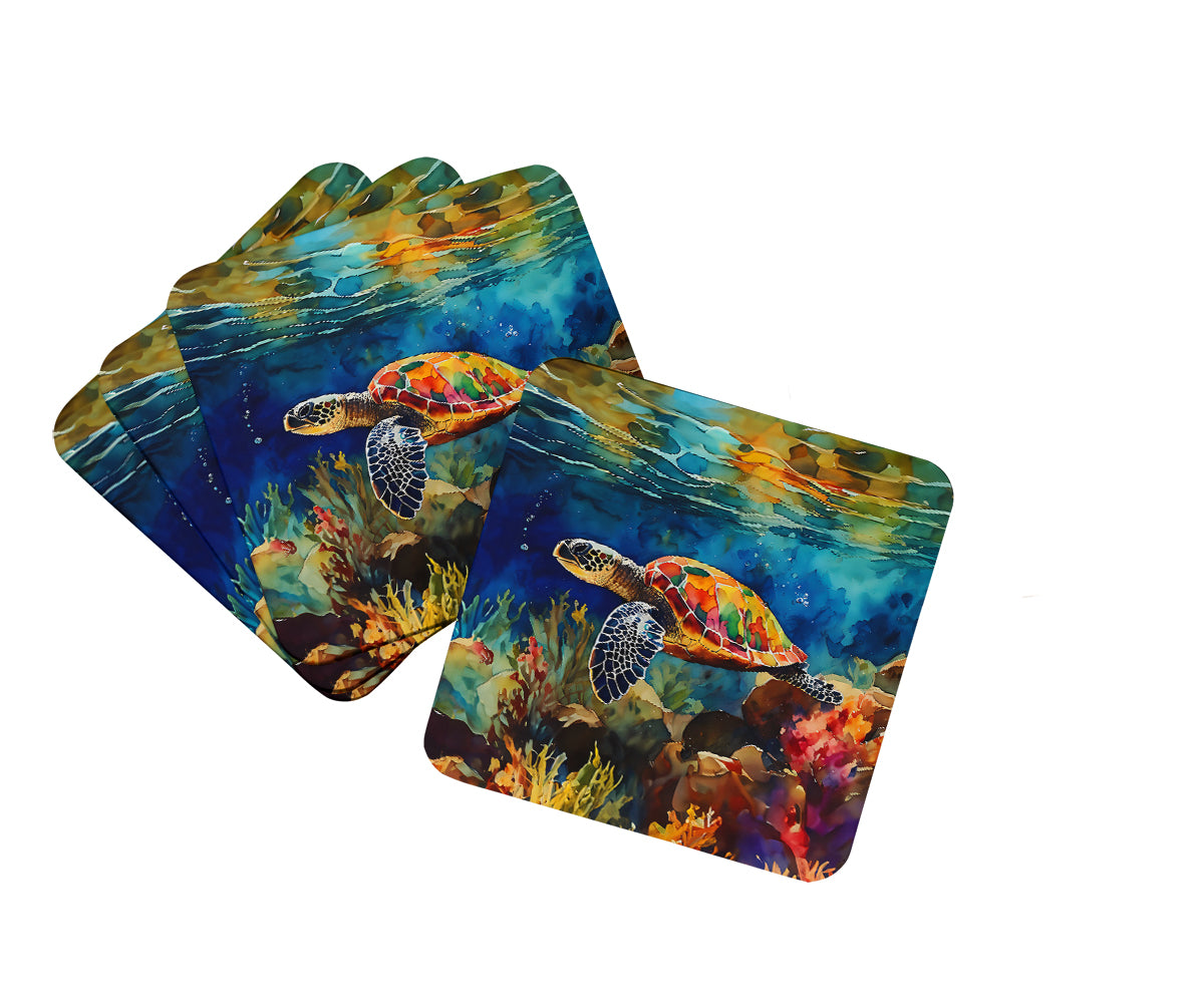 DAC2808FC 3.5 x 3.5 in. Loggerhead Sea Turtle Foam Coasters