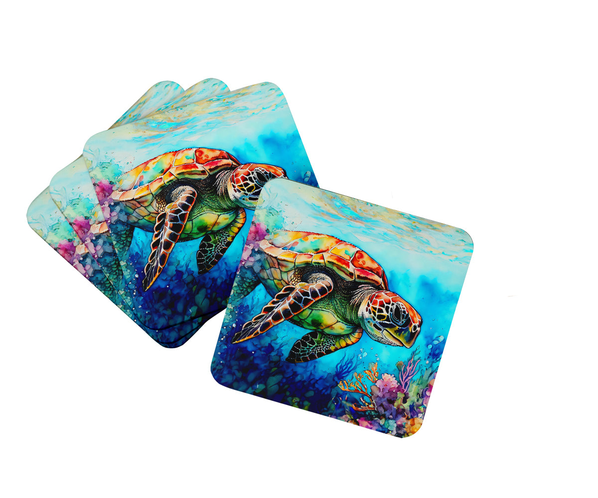 DAC2809FC 3.5 x 3.5 in. Loggerhead Sea Turtle Foam Coasters