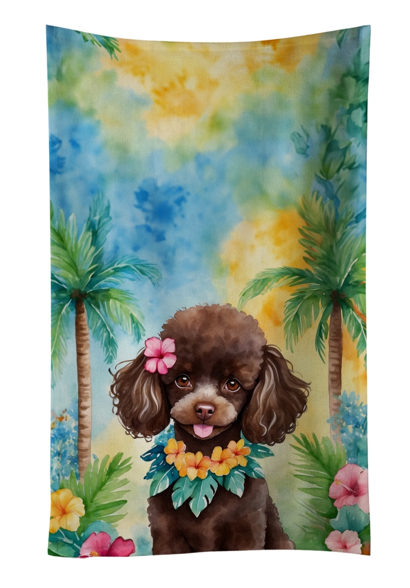 DAC6500KTWL 25 x 15 in. Chocolate Poodle Luau Kitchen Towel