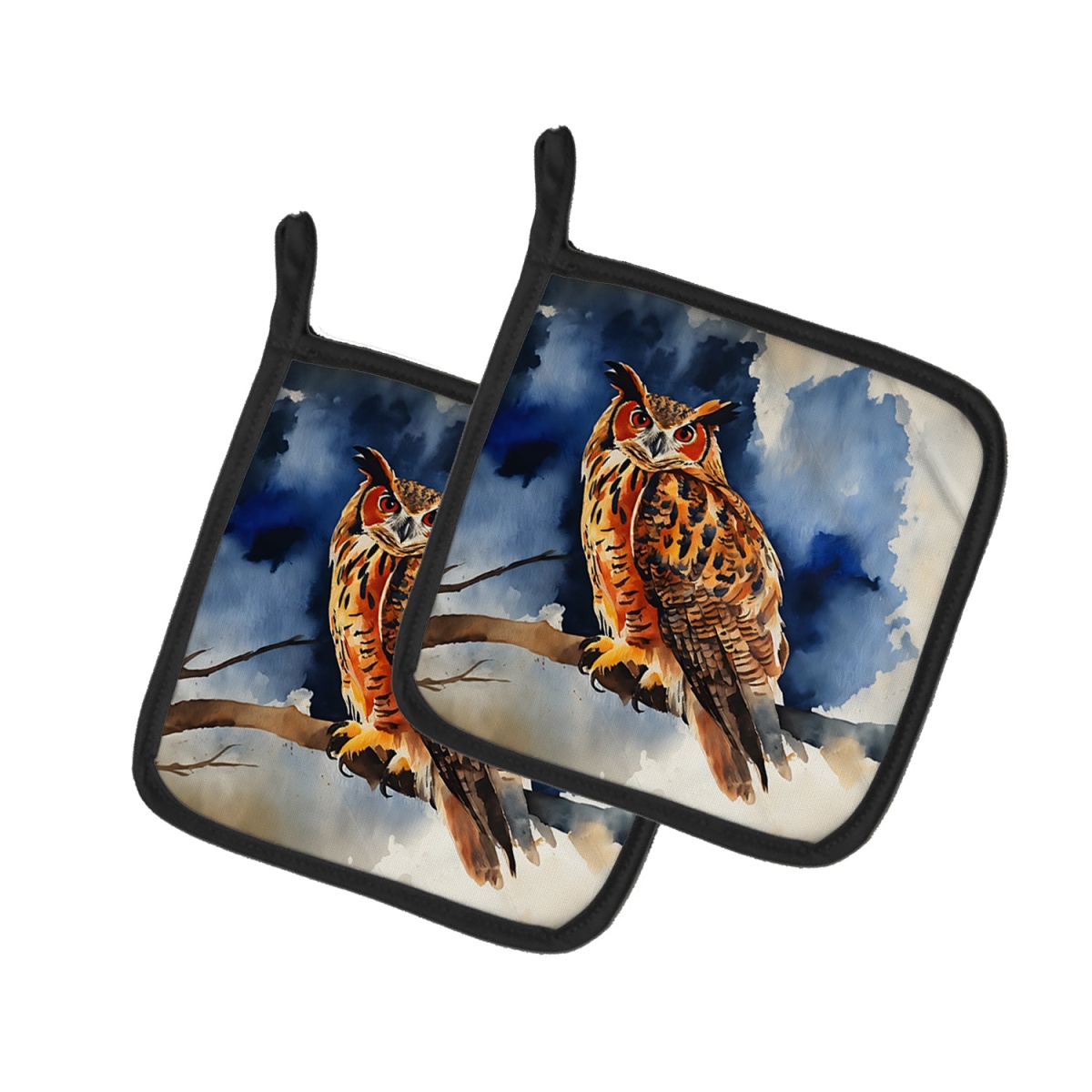 DAC3222PTHD 7.5 x 7.5 in. Eurasian Eagle Owl Pot Holders - Set of 2