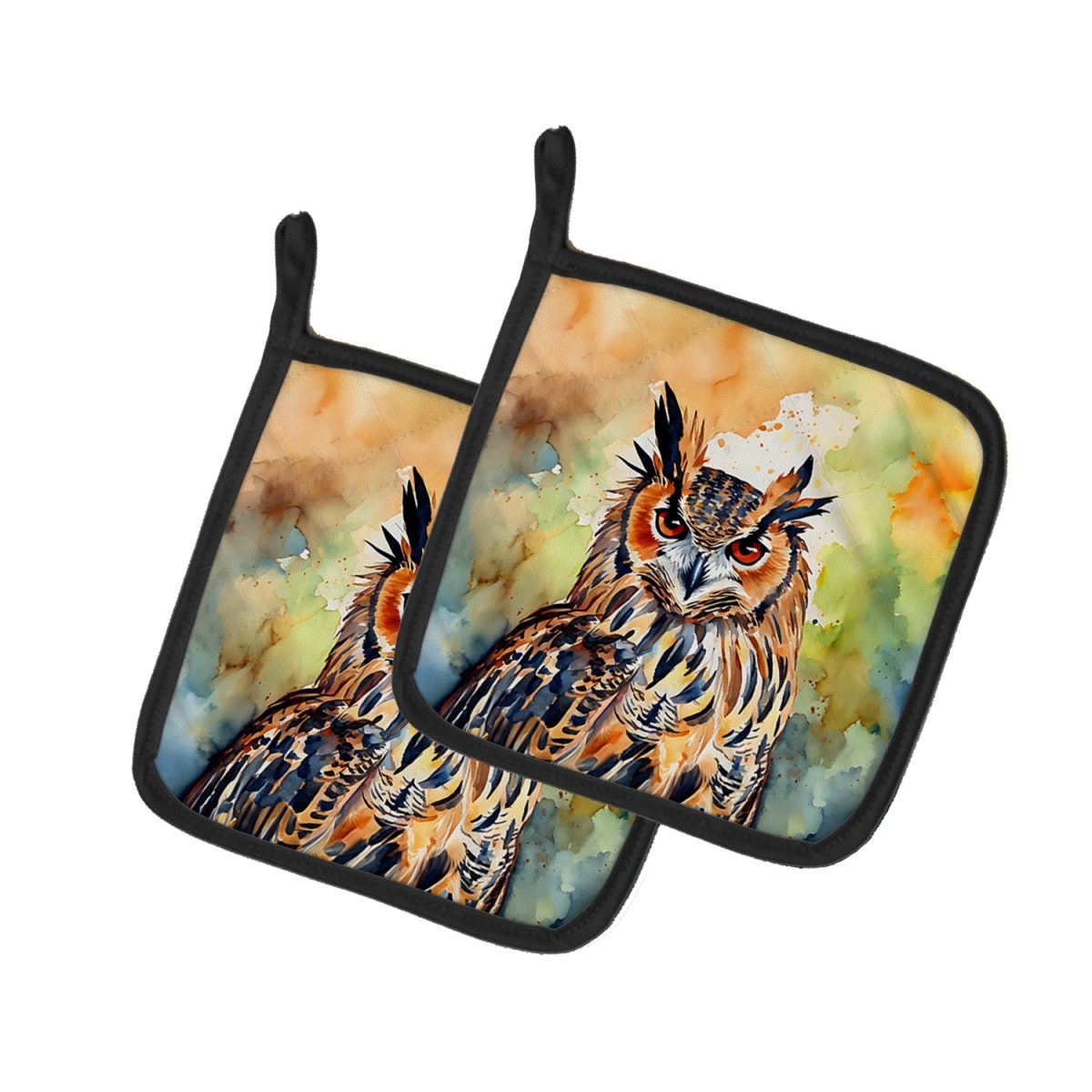 DAC3223PTHD 7.5 x 7.5 in. Eurasian Eagle Owl Pot Holders - Set of 2
