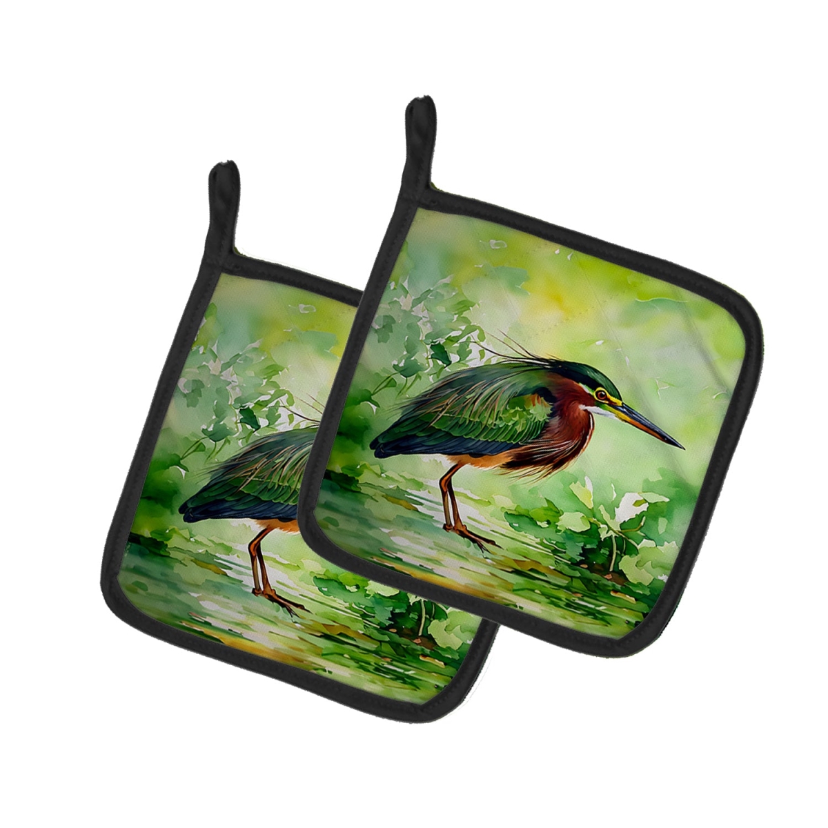 DAC3227PTHD 7.5 x 7.5 in. Green Heron Pot Holders - Set of 2