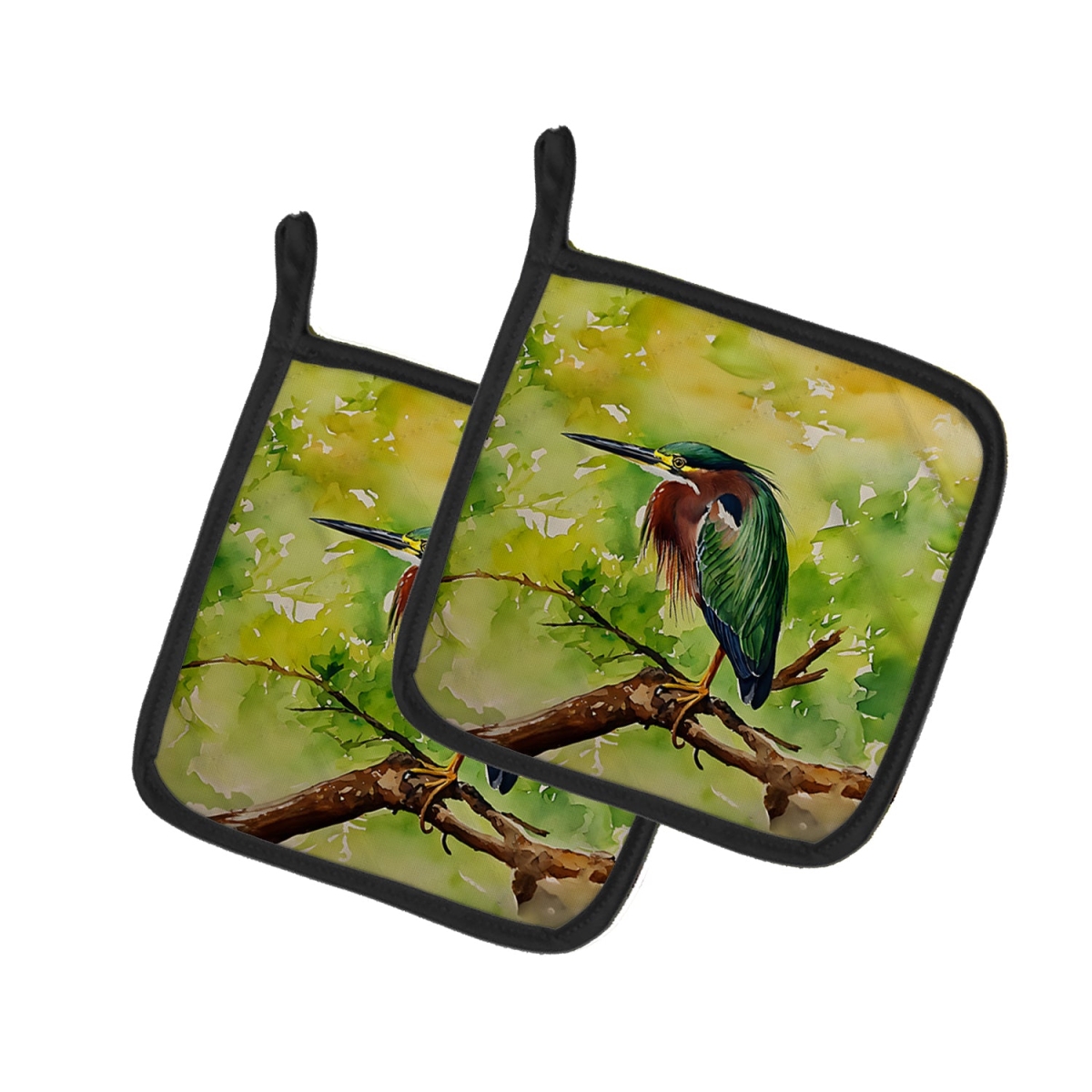 DAC3228PTHD 7.5 x 7.5 in. Green Heron Pot Holders - Set of 2