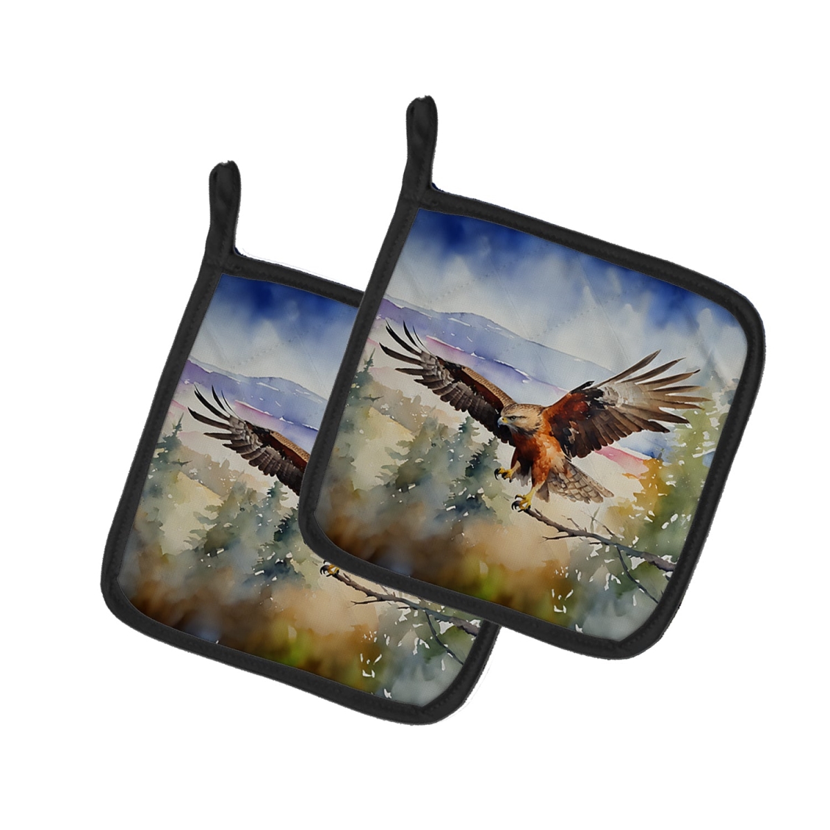 DAC3233PTHD 7.5 x 7.5 in. Hawk Pot Holders - Set of 2