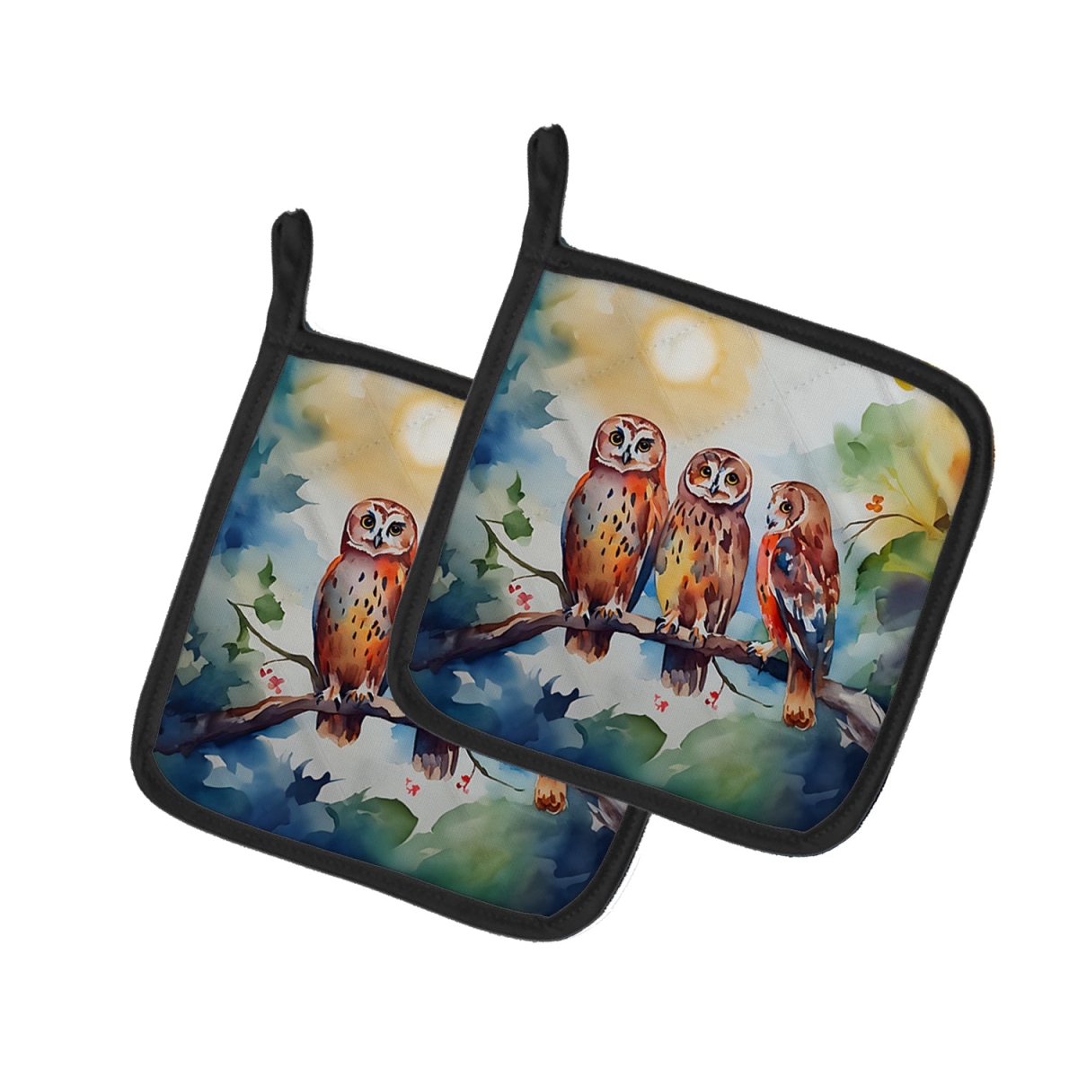 DAC3247PTHD 7.5 x 7.5 in. Owls Pot Holders - Set of 2