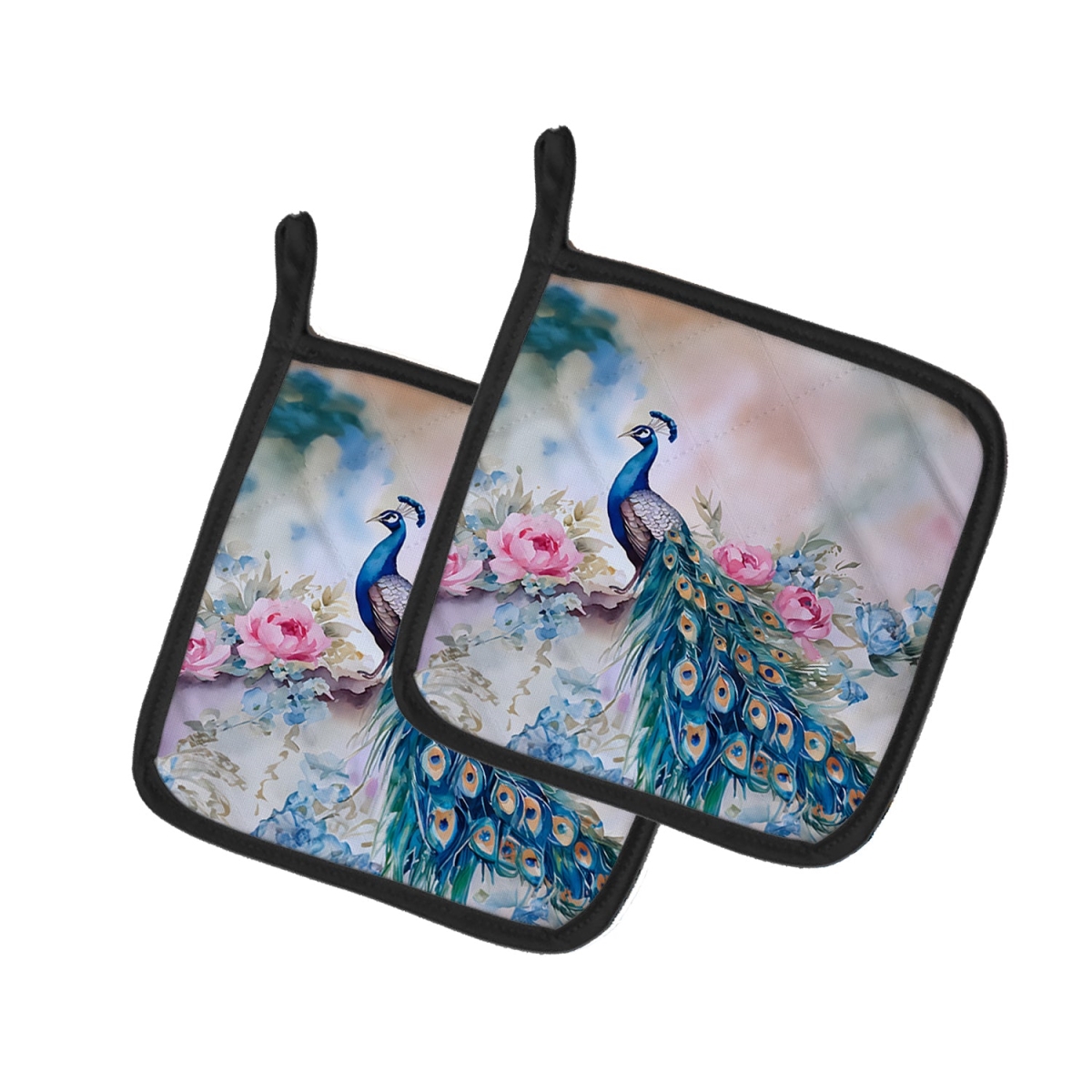 DAC3251PTHD 7.5 x 7.5 in. Peacock Pot Holders - Set of 2
