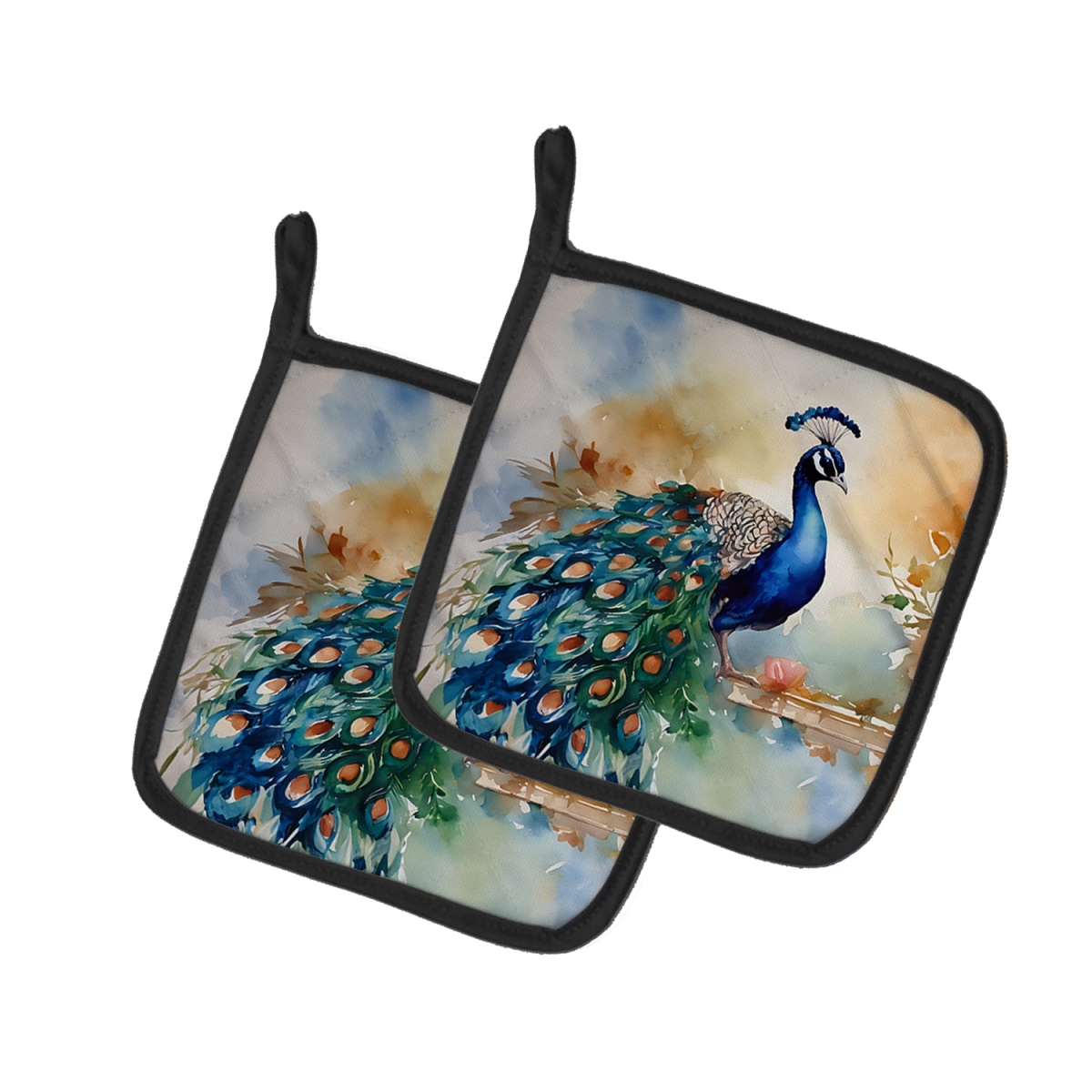 DAC3253PTHD 7.5 x 7.5 in. Peacock Pot Holders - Set of 2