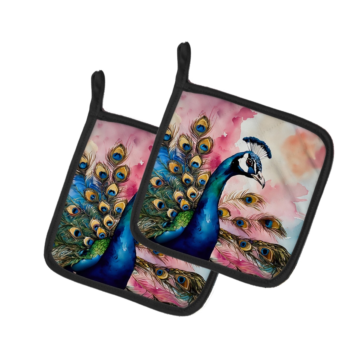 DAC3258PTHD 7.5 x 7.5 in. Peacock Pot Holders - Set of 2