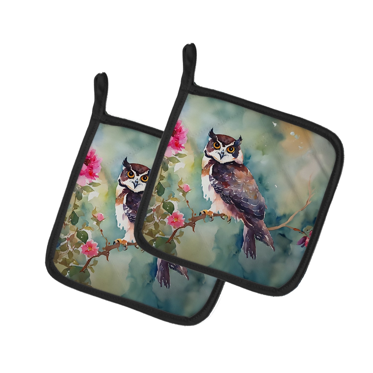 DAC3269PTHD 7.5 x 7.5 in. Spectacled Owl Pot Holders - Set of 2