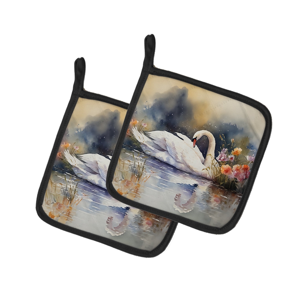DAC3273PTHD 7.5 x 7.5 in. Swan Pot Holders - Set of 2