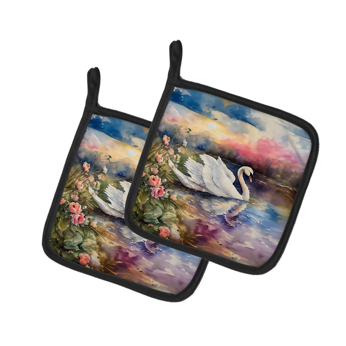 DAC3274PTHD 7.5 x 7.5 in. Swan Pot Holders - Set of 2