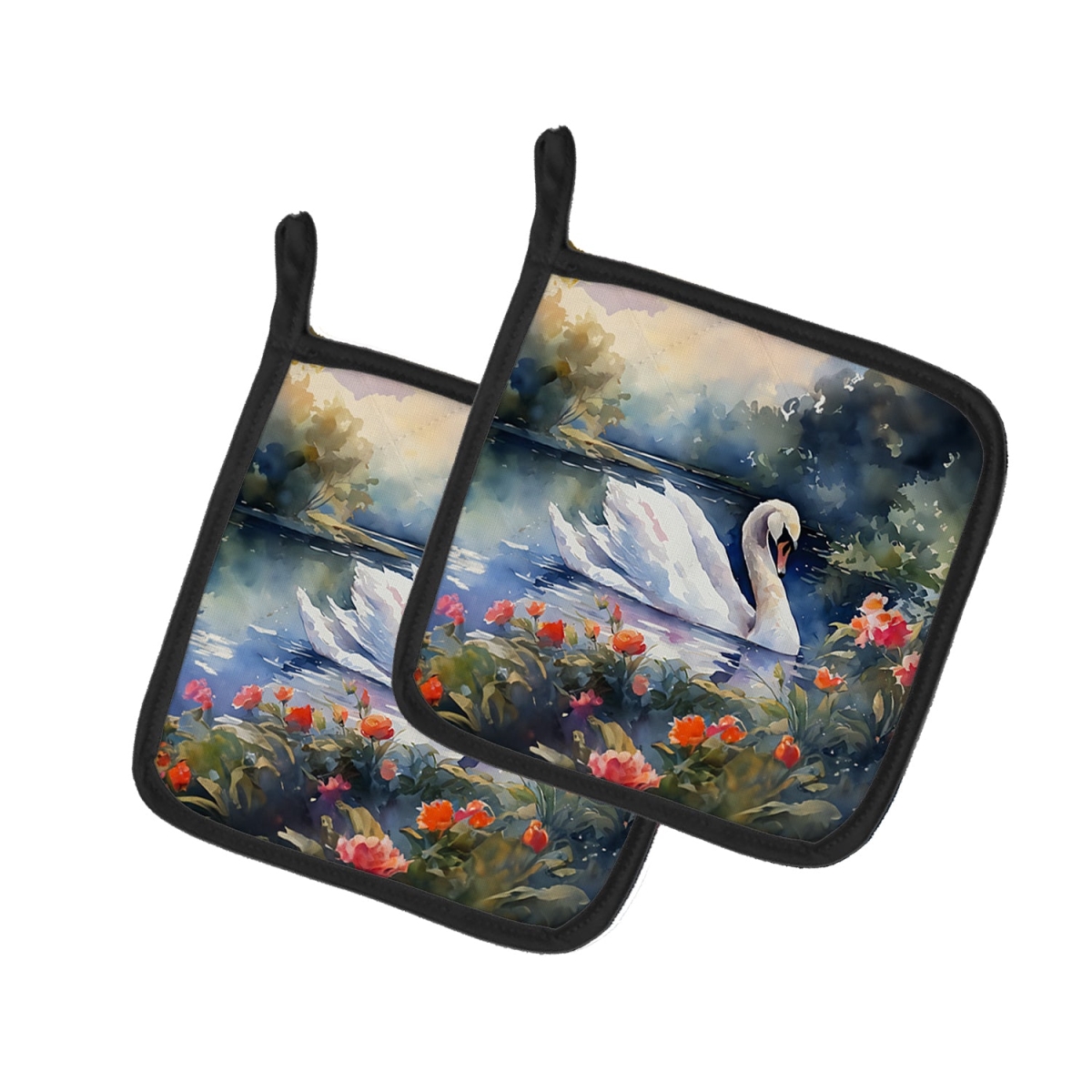 DAC3275PTHD 7.5 x 7.5 in. Swan Pot Holders - Set of 2