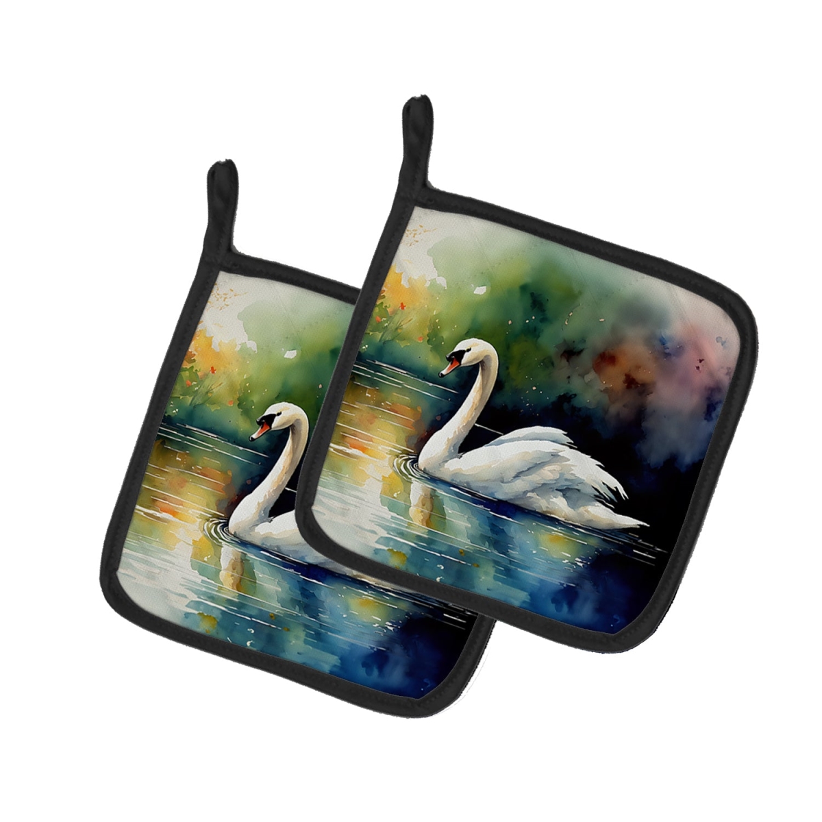 DAC3276PTHD 7.5 x 7.5 in. Swan Pot Holders - Set of 2