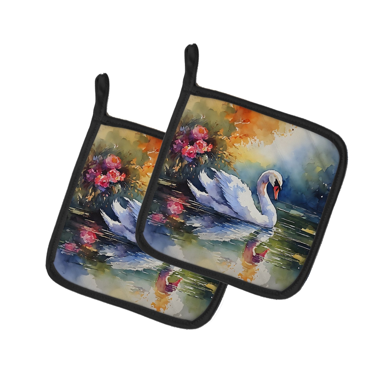 DAC3277PTHD 7.5 x 7.5 in. Swan Pot Holders - Set of 2
