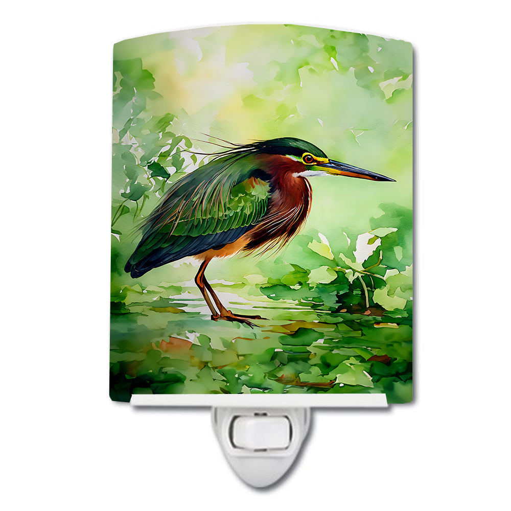 DAC3227CNL 6 x 4 in. Green Heron Ceramic Night Light