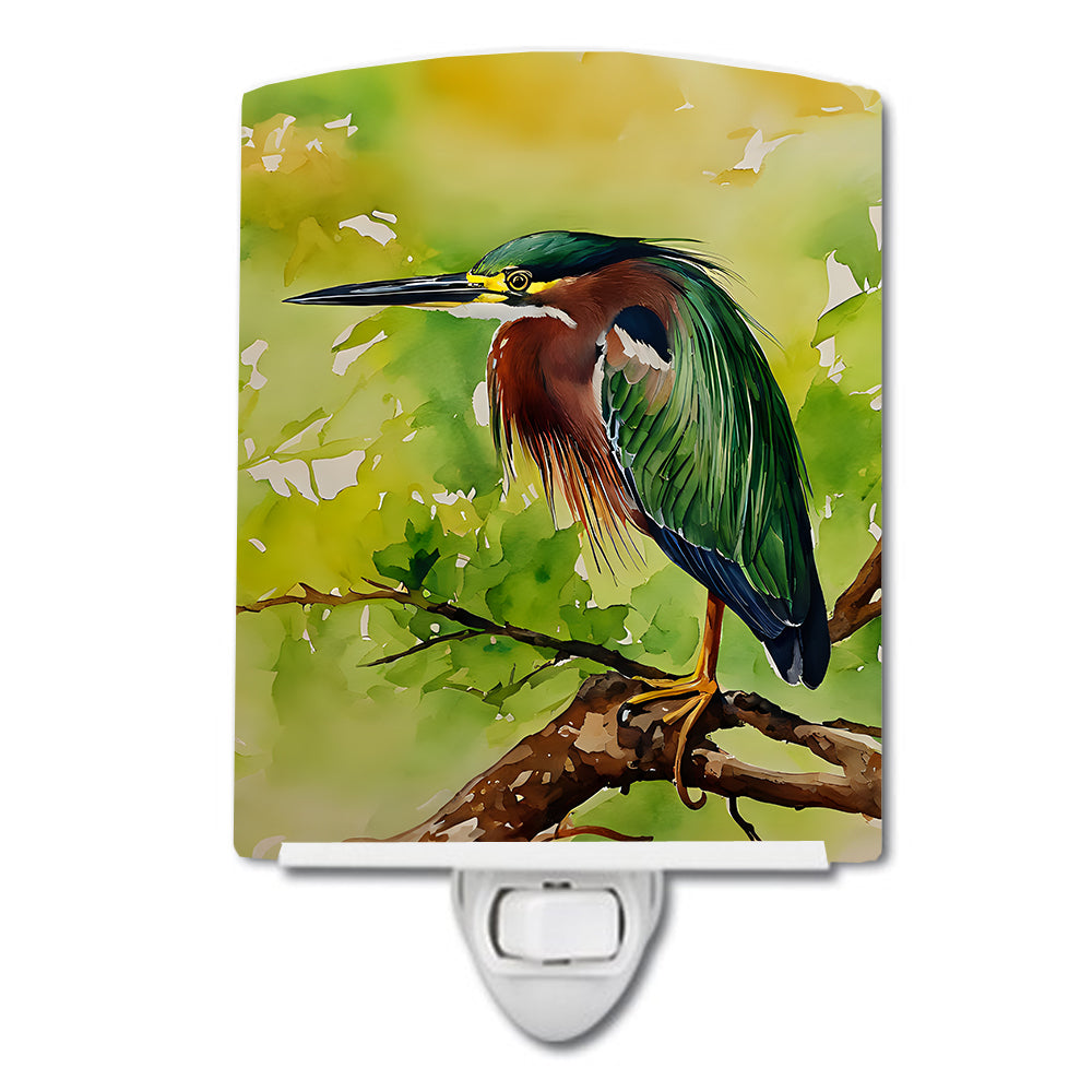 DAC3228CNL 6 x 4 in. Green Heron Ceramic Night Light