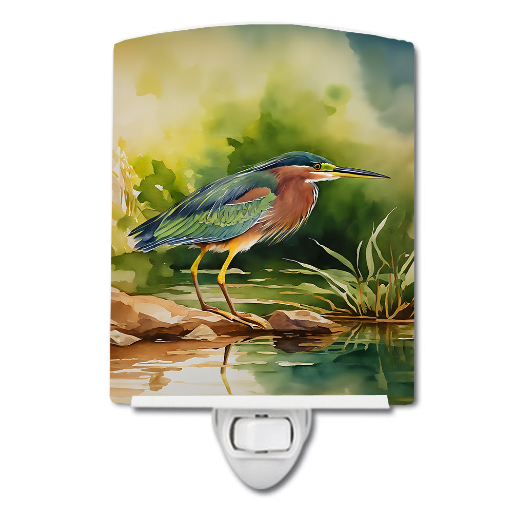 DAC3229CNL 6 x 4 in. Green Heron Ceramic Night Light