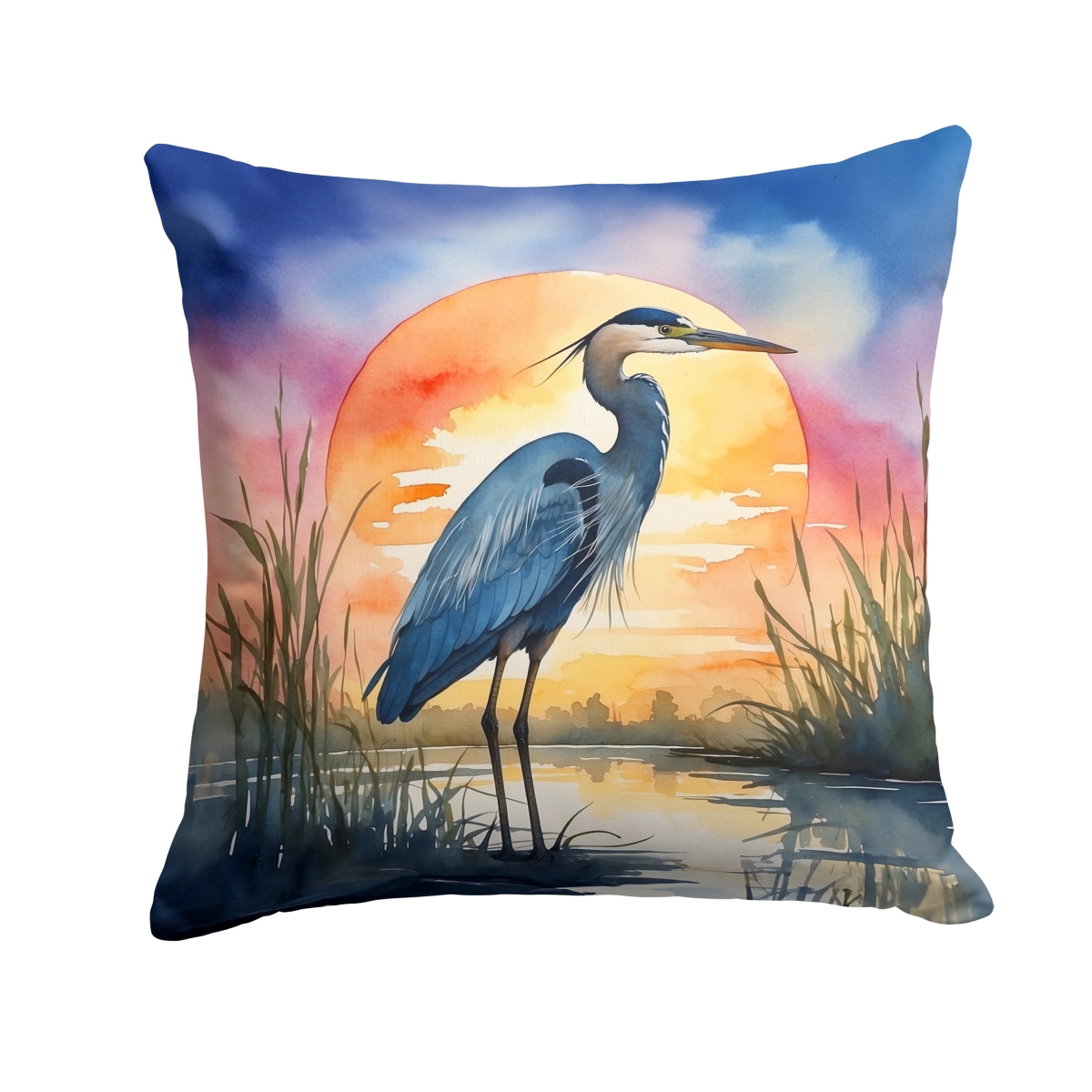 DAC7503PW1818 18 x 18 in. Blue Heron Setting Sun Throw Pillow