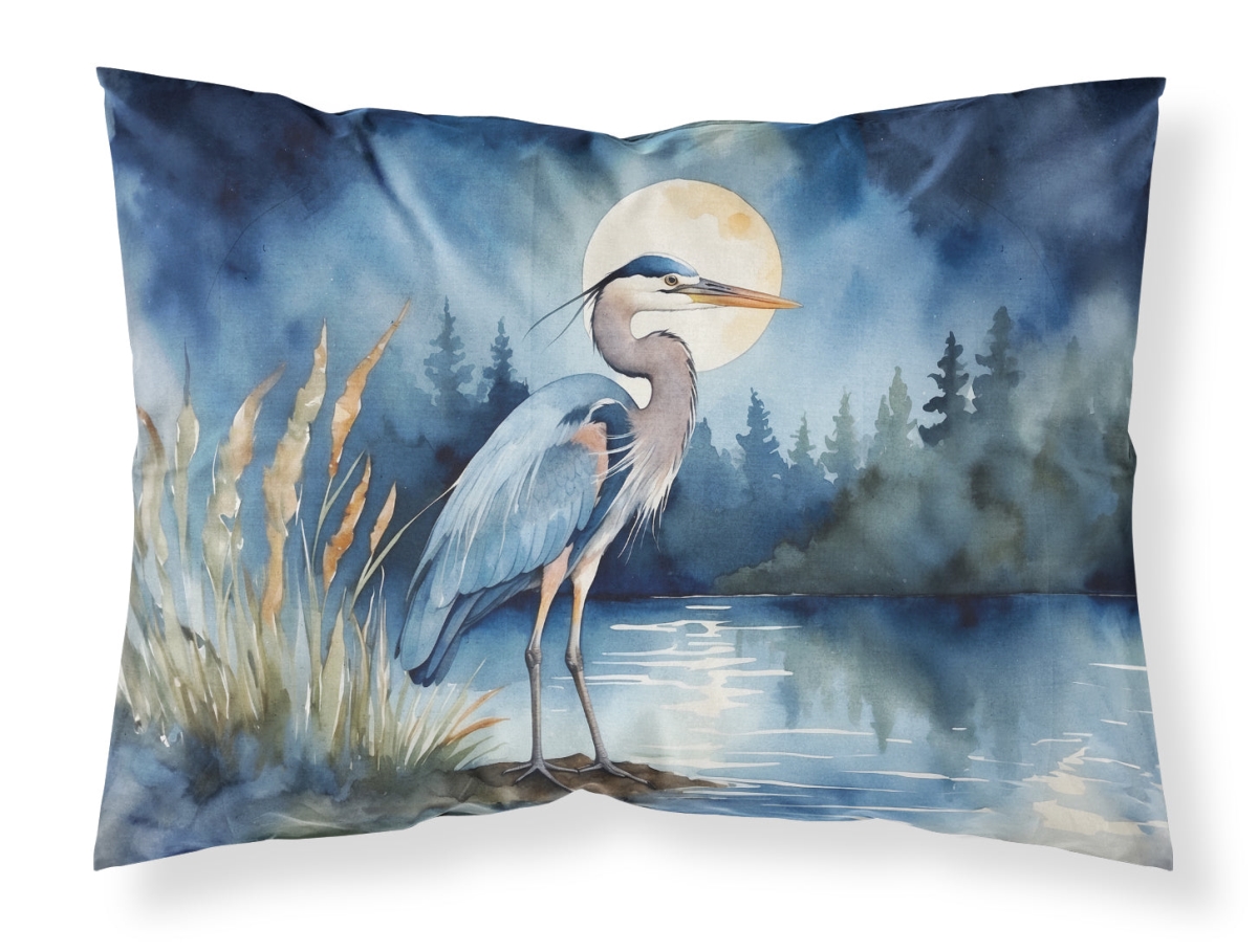 DAC7492PILLOWCASE 20.5 x 30 in. Blue Heron Under the Moonlight Standard Pillowcase