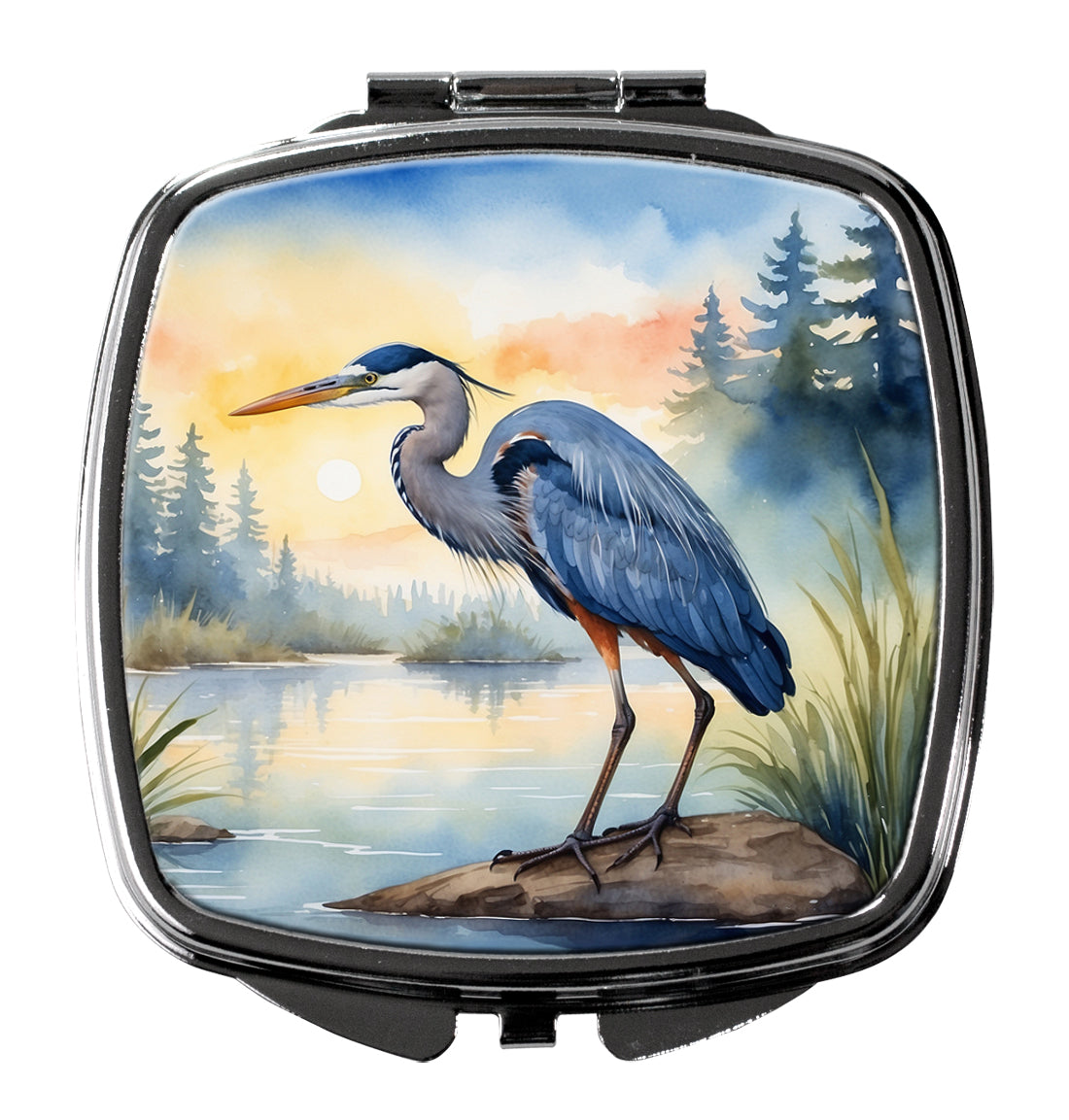 DAC7490SCM 3 x 2.75 in. Blue Heron Emerging As the Day Fades Compact Mirror