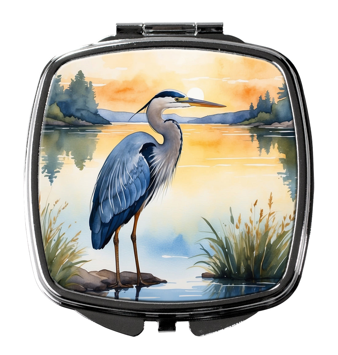 DAC7497SCM 3 x 2.75 in. Blue Heron in the Golden Hour Compact Mirror