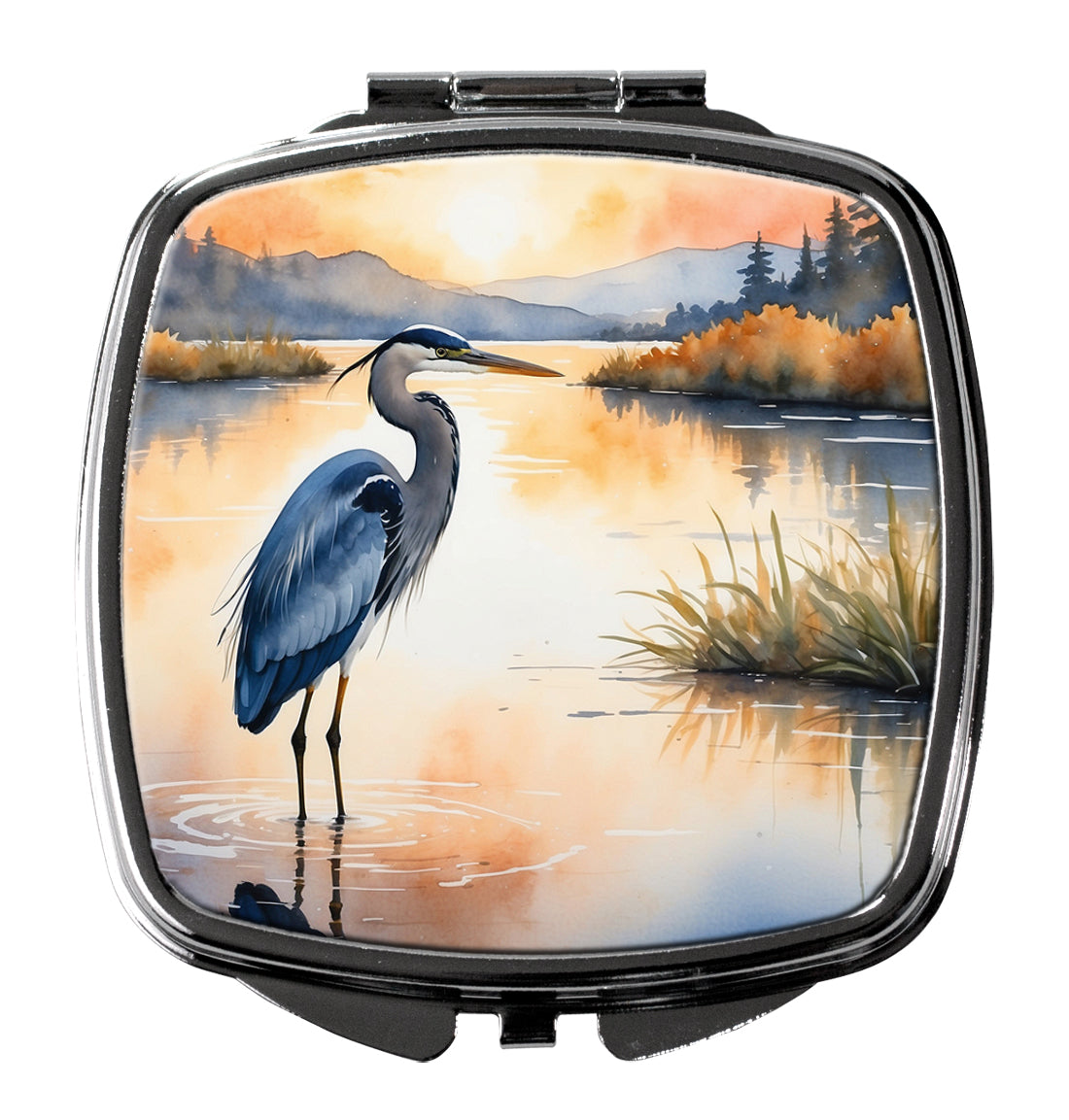 DAC7498SCM 3 x 2.75 in. Blue Heron in the Golden Hour Compact Mirror