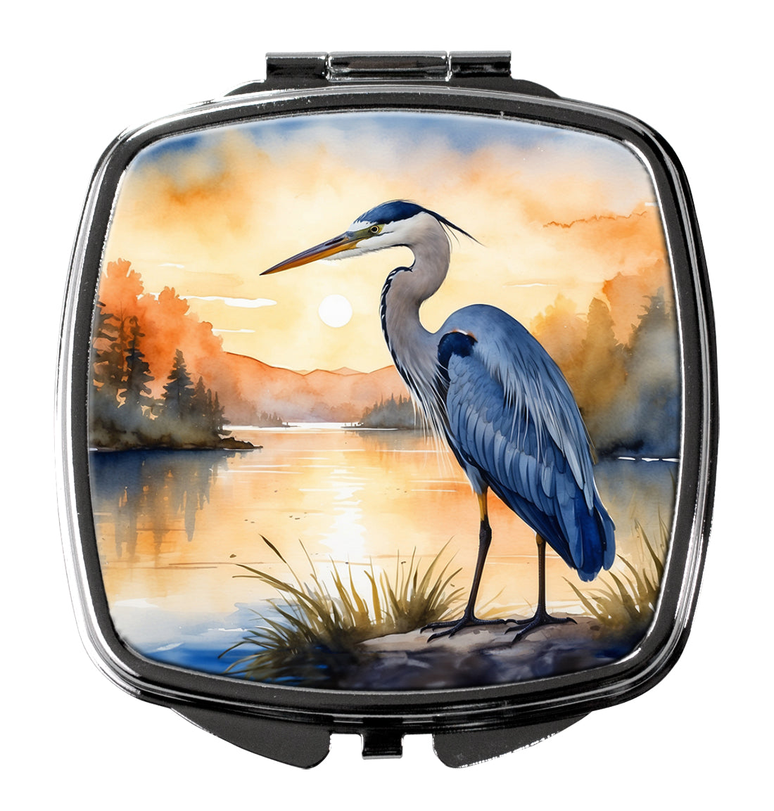 DAC7499SCM 3 x 2.75 in. Blue Heron in the Golden Hour Compact Mirror