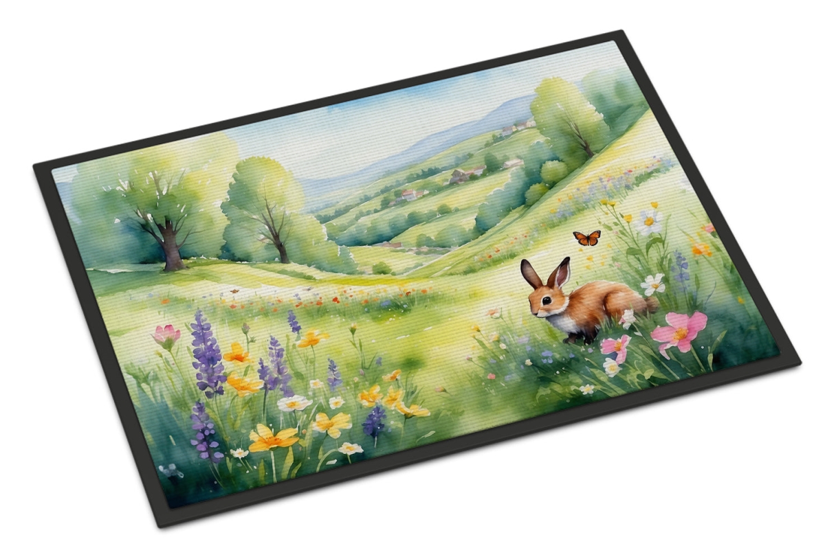 DAC7709MAT 18 x 27 in. Rabbit Springtime Meadow Doormat