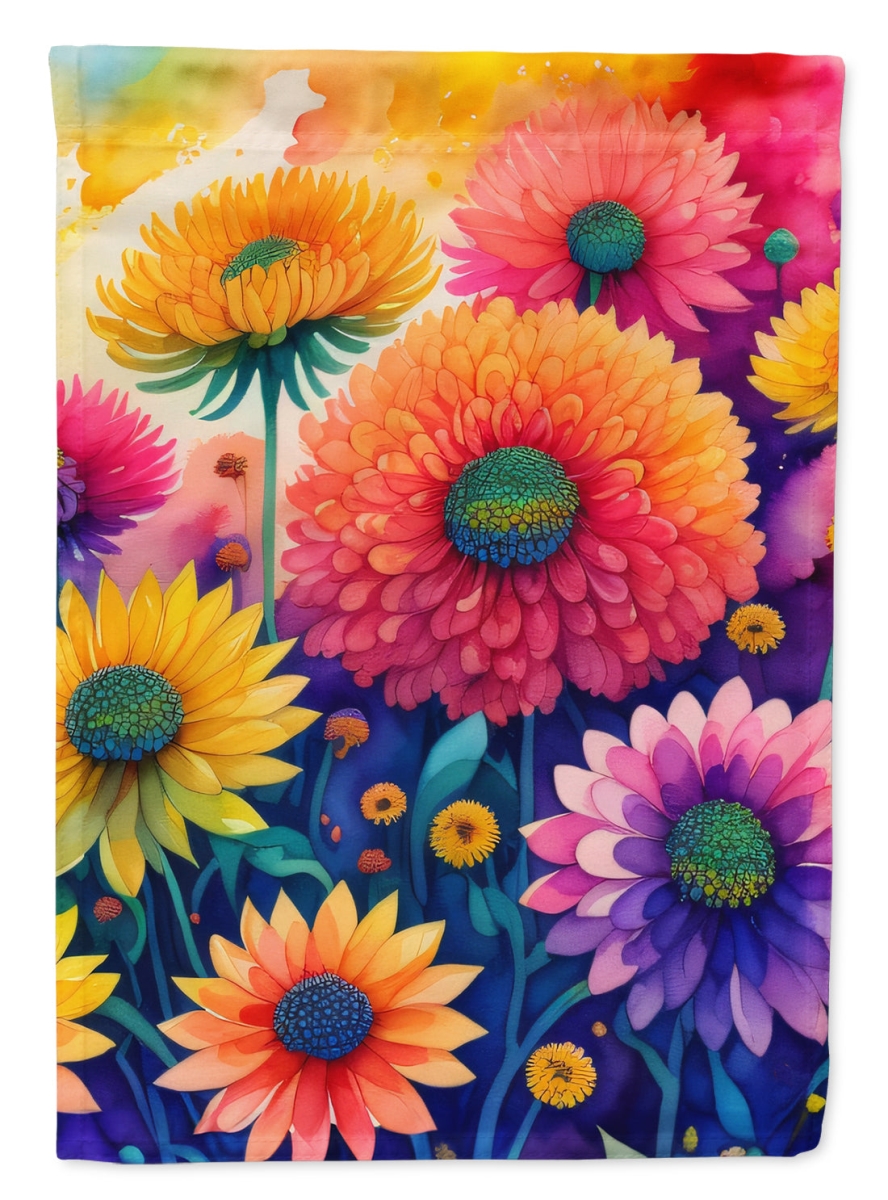 Chrysanthemums in Color House Flag - Multi-Color - 40 x 28 in. - Heavy Duty Polyester - Dual-Sided Print