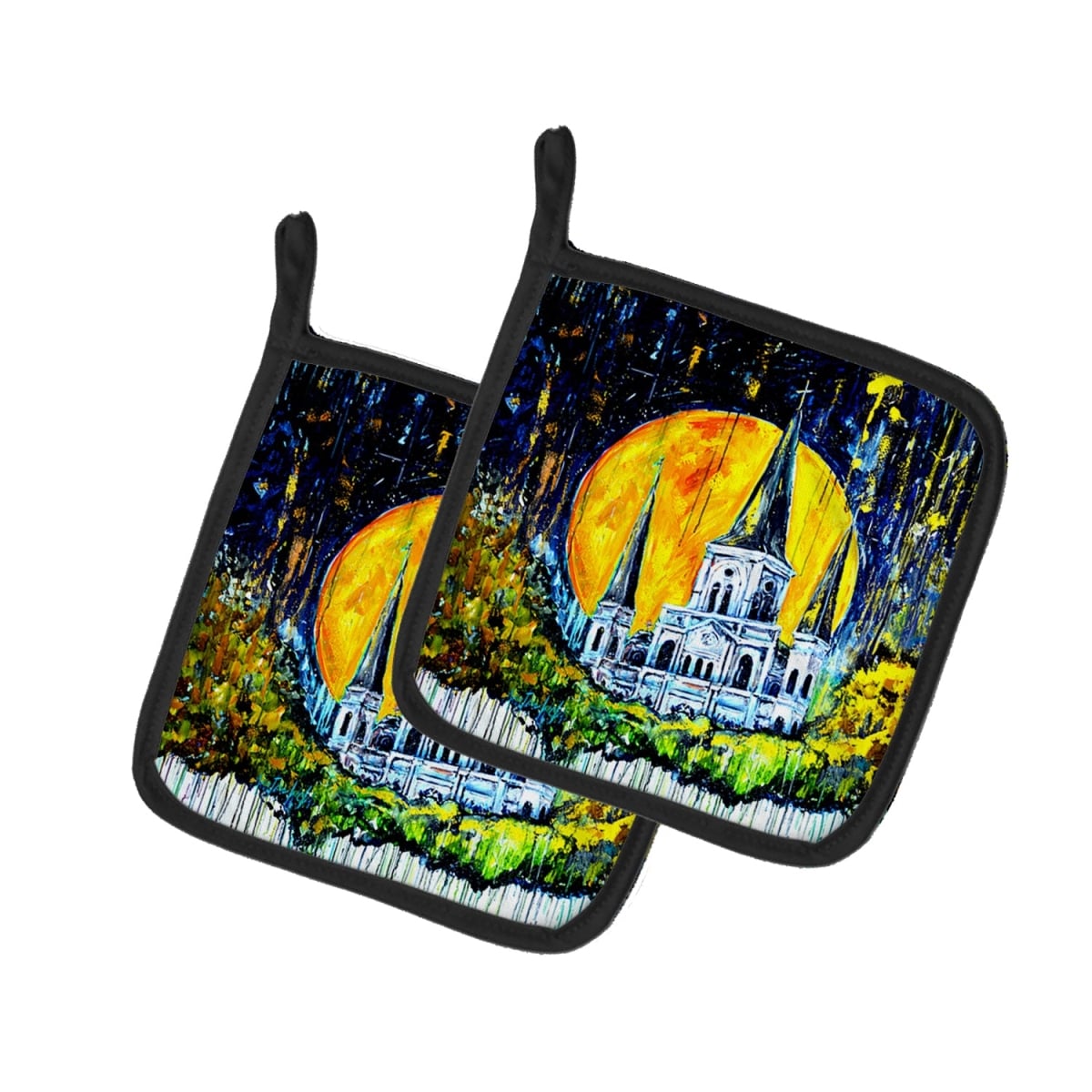 MW2097PTHD 7.5 x 7.5 in. Moonlight Shadows Pot Holders - Set of 2