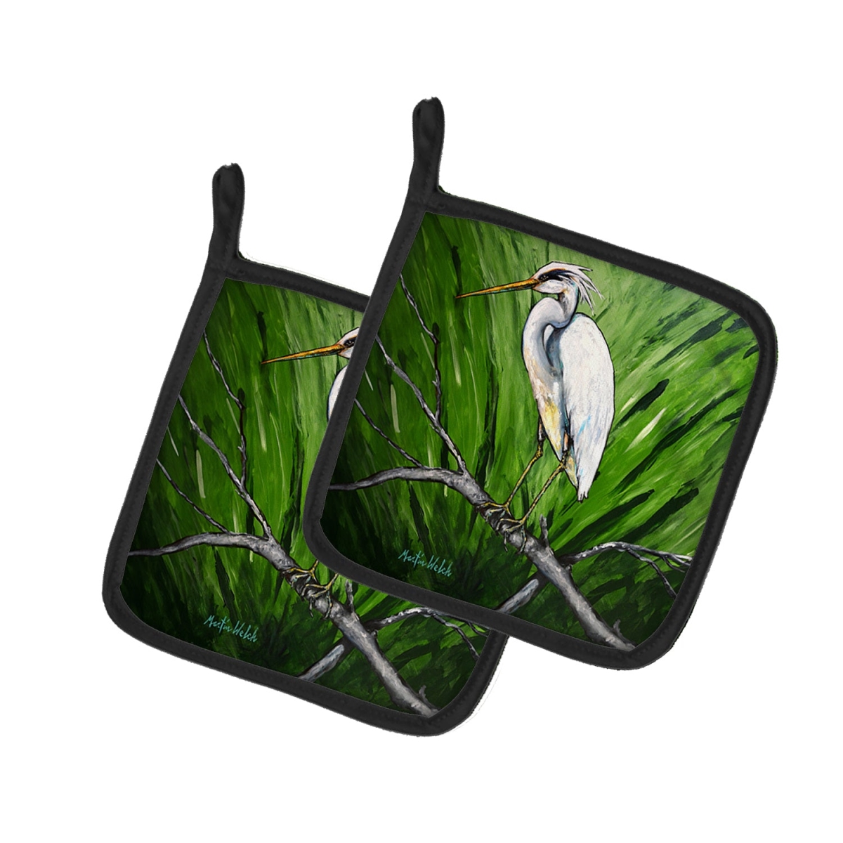 MW2105PTHD 7.5 x 7.5 in. Heron on A Limb Pot Holders - Set of 2