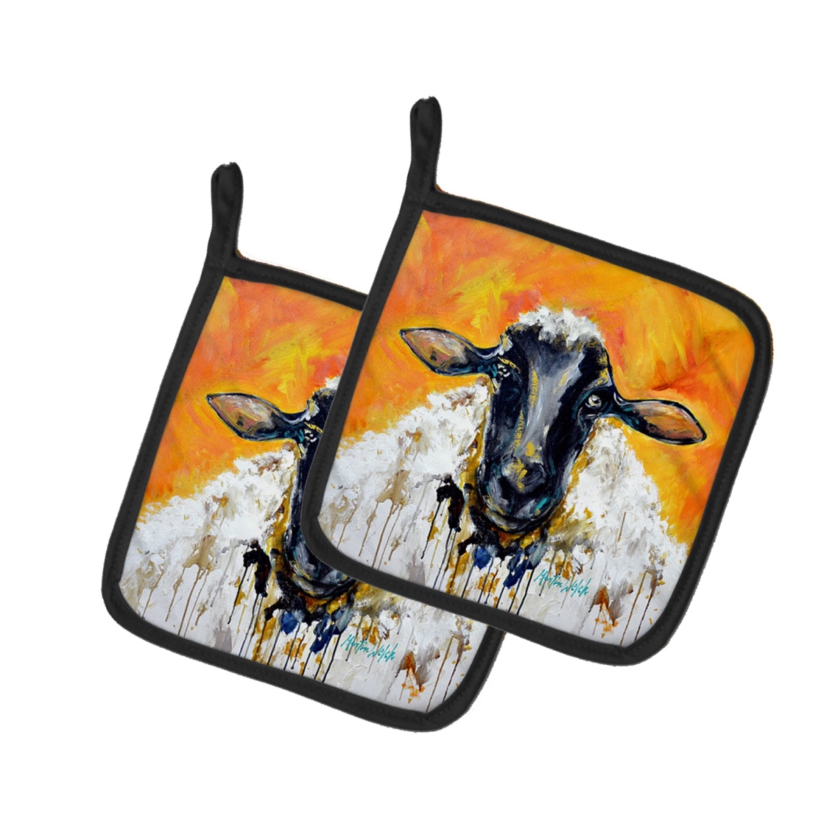 MW2109PTHD 7.5 x 7.5 in. Peach Wool Sheep Pot Holders - Set of 2
