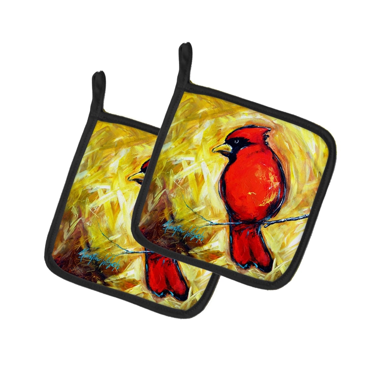 MW2124PTHD 7.5 x 7.5 in. Sha Red Baba Bird Pot Holders - Set of 2
