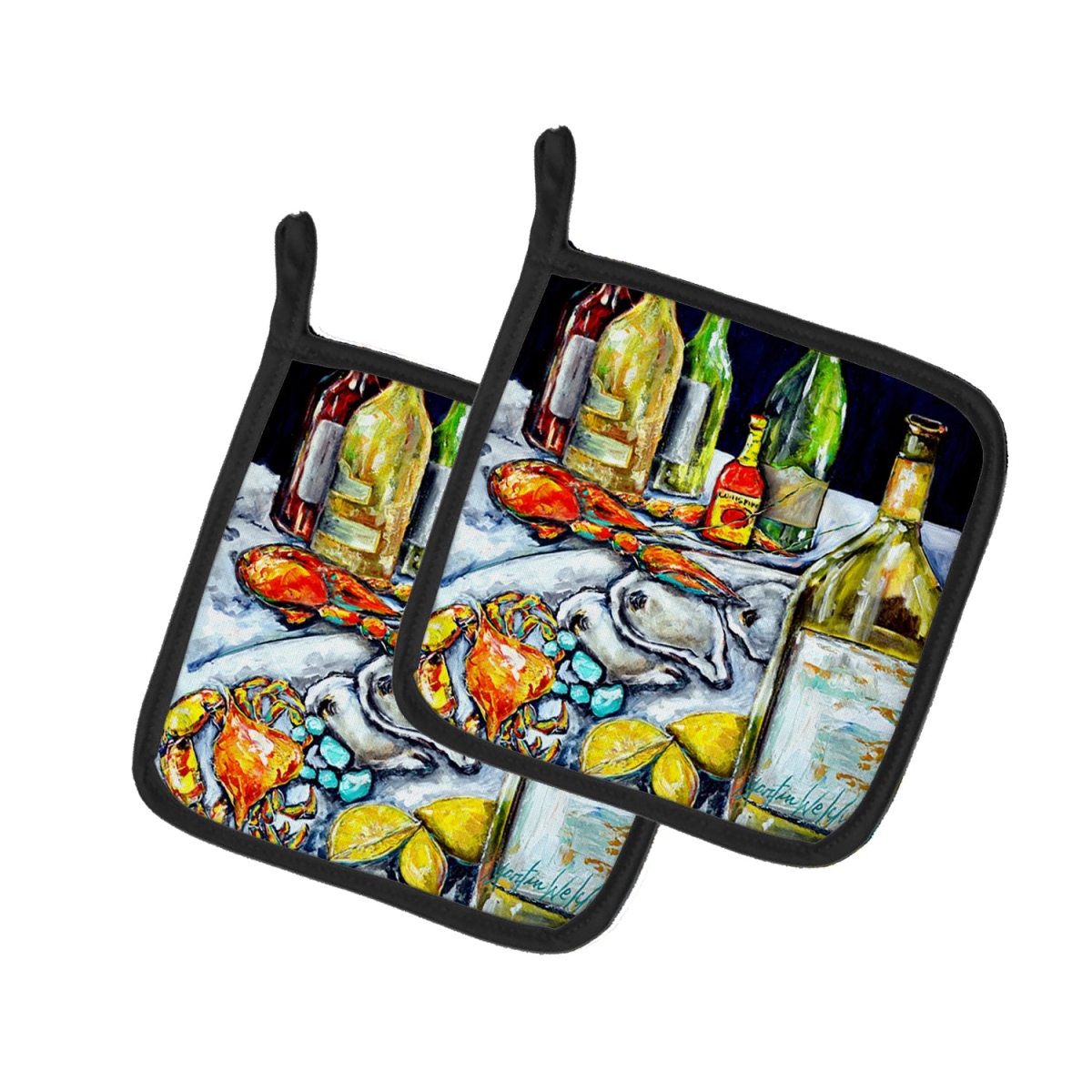 MW2128PTHD 7.5 x 7.5 in. Sit A Spell Seafood Dinner Pot Holders - Set of 2