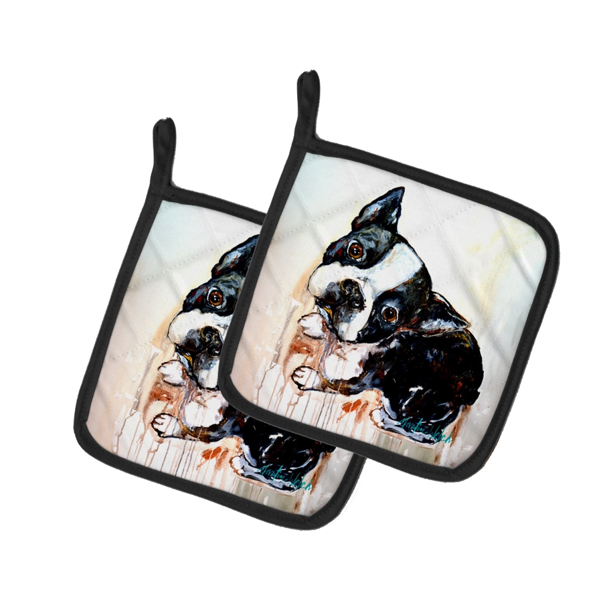 MW2141PTHD 7.5 x 7.5 in. Boston Terrier The Look Pot Holders - Set of 2